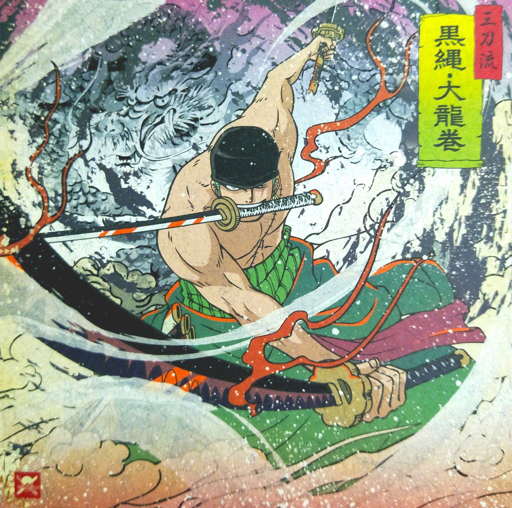 Roronoa Zoro with Three Swords and Dragon HD Wallpaper