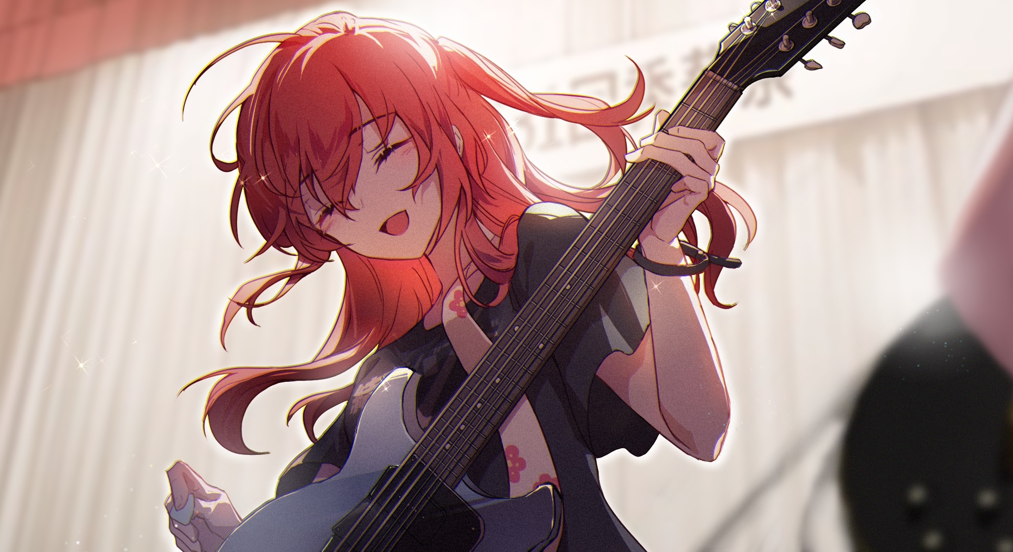 Kita Ikuyo playing guitar HD Wallpaper