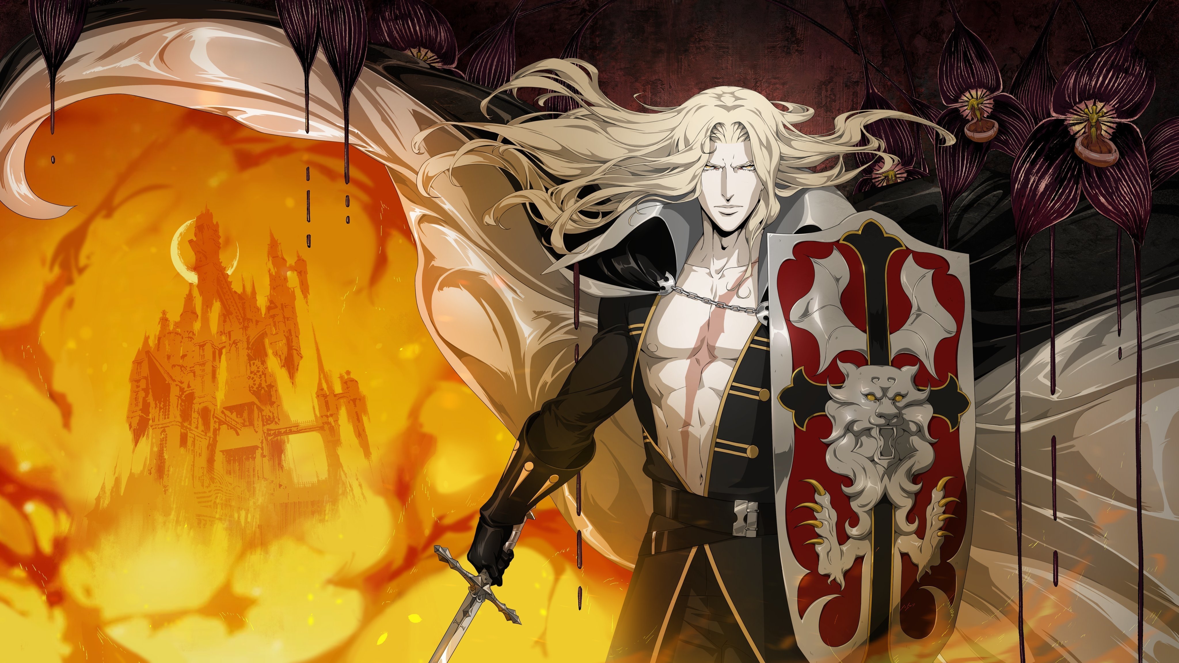 4K Castlevania Alucard with Sword and Shield HD Wallpaper