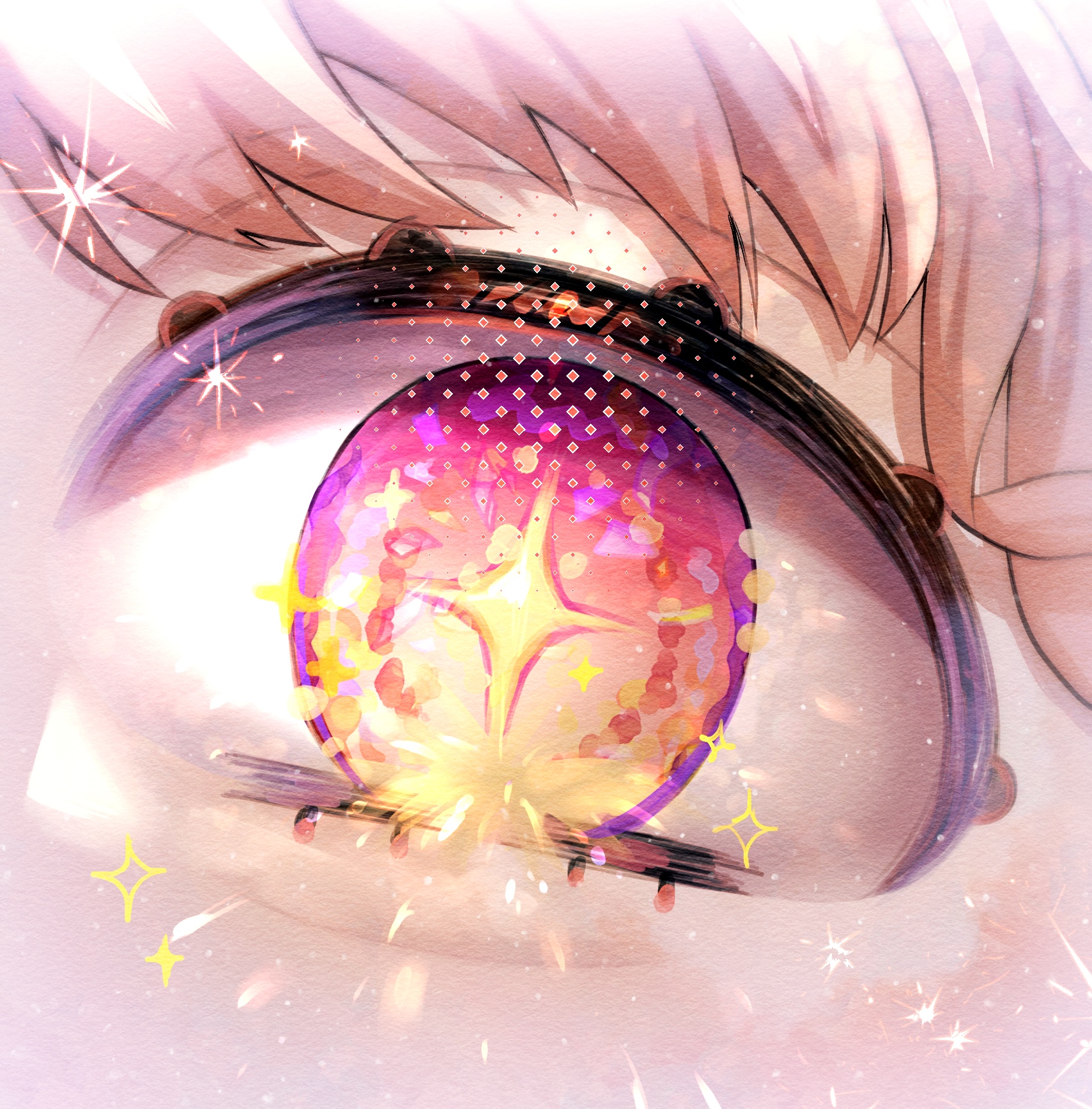 Close-up of a stylized eye with a crystal pupil HD Wallpaper