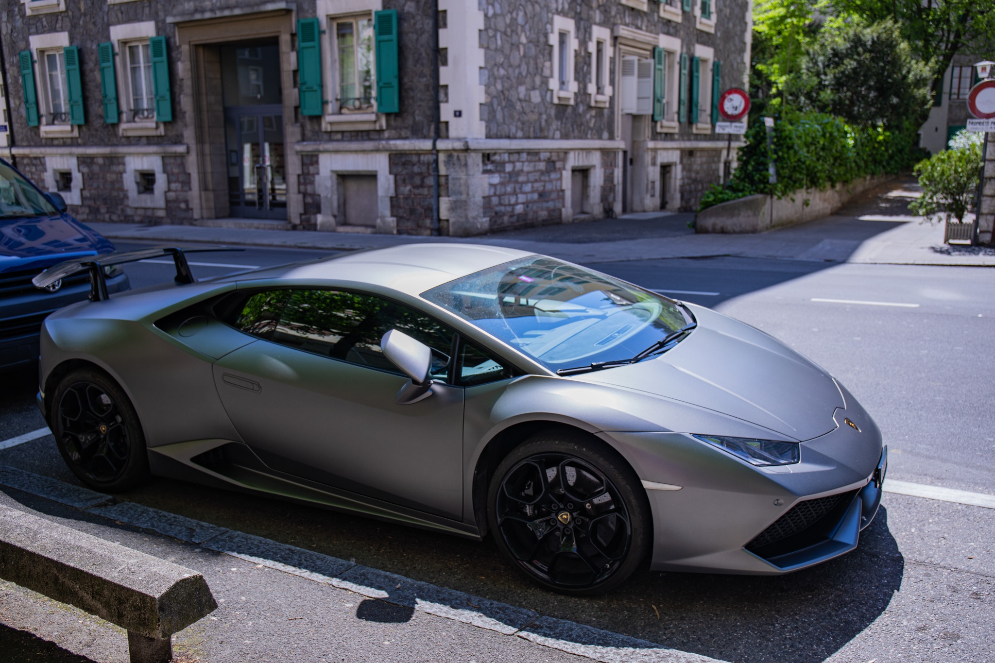 Matte Gray Lamborghini Huracan on a City Street HD Wallpaper