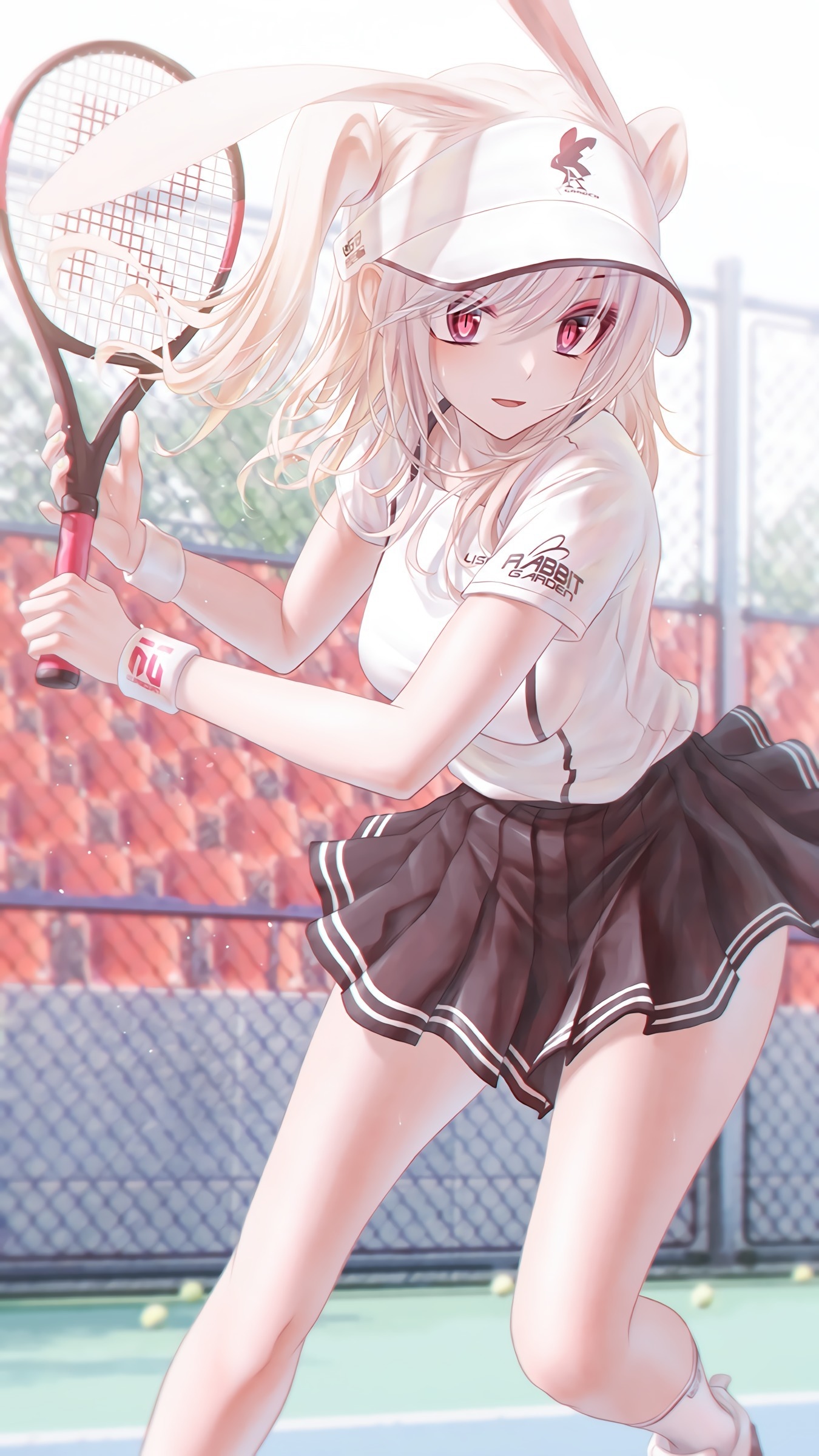 Bunny Girl Playing Tennis with Racket HD Phone Wallpaper