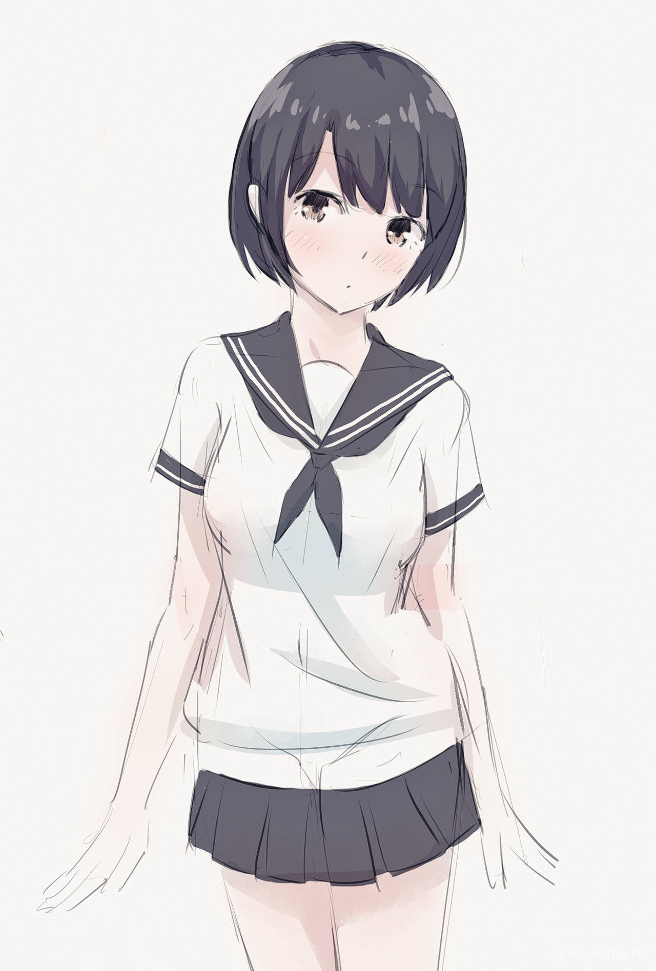 Anime artwork of a schoolgirl in uniform HD Phone Wallpaper