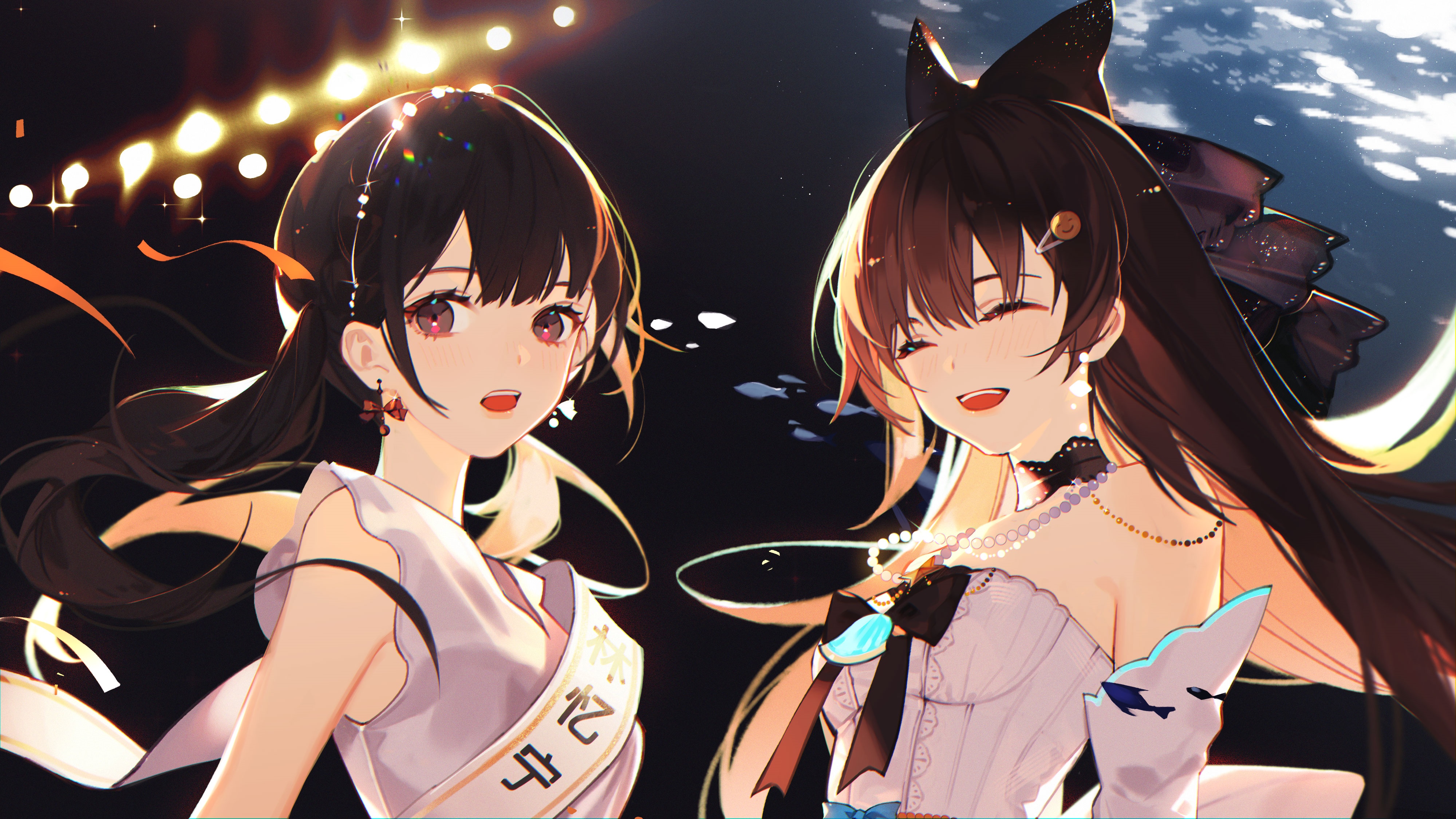 4K, Two Women in Dresses HD Wallpaper
