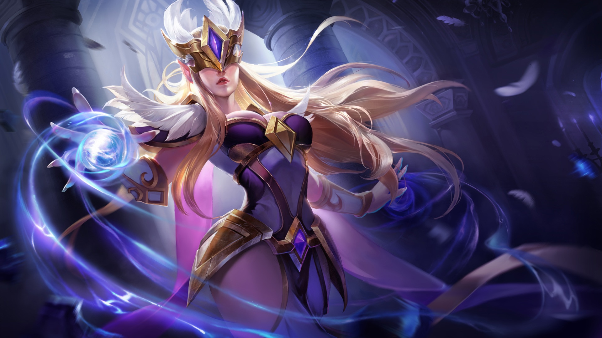 Arena of Valor character with magical orbs and feathers HD Wallpaper
