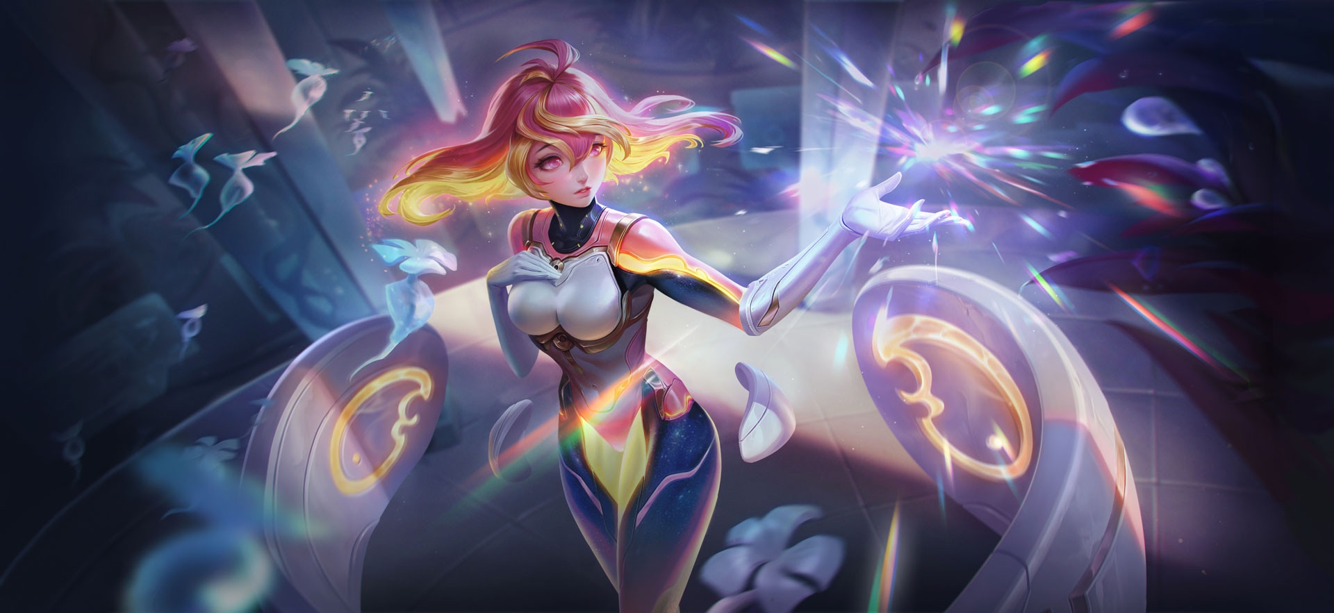 Video game character with colorful hair and outfit HD Wallpaper