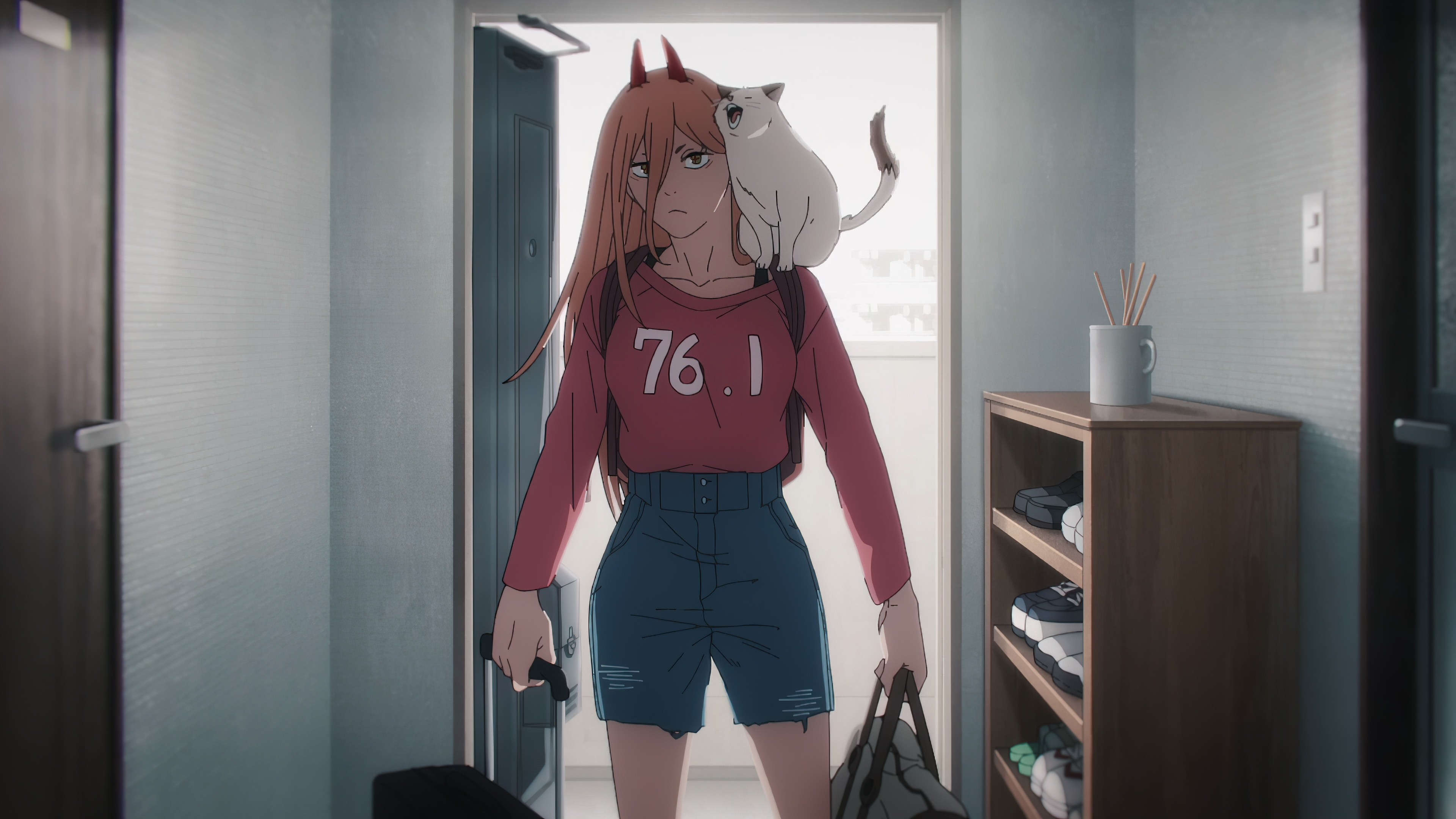 Chainsaw Man Power with a Cat HD Wallpaper