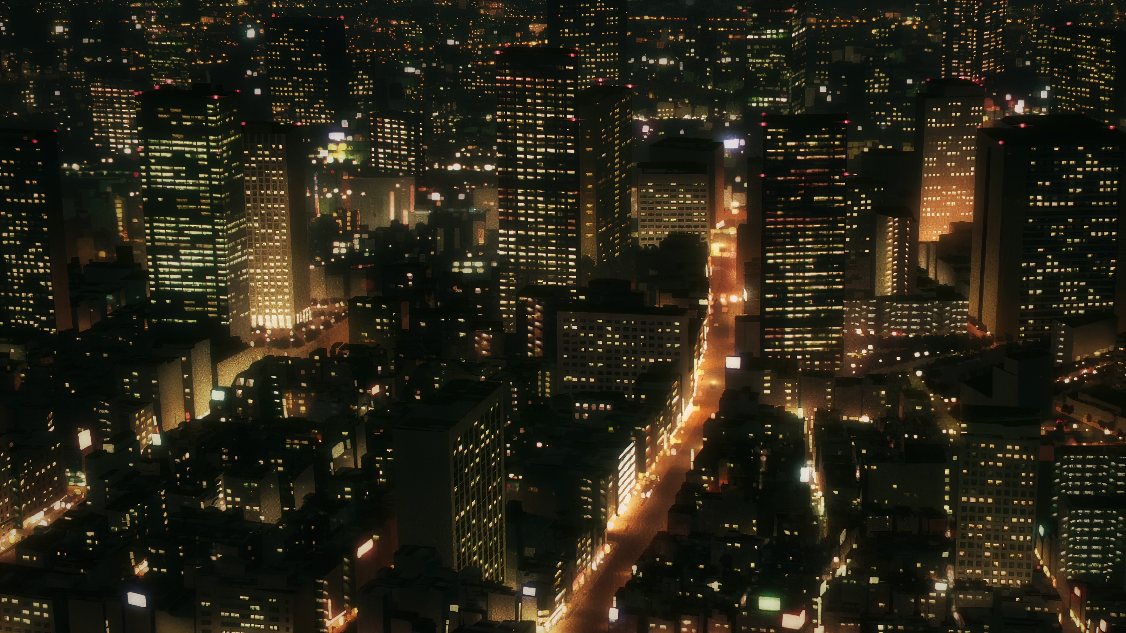 4K Anime Screenshot of City Lights HD Wallpaper