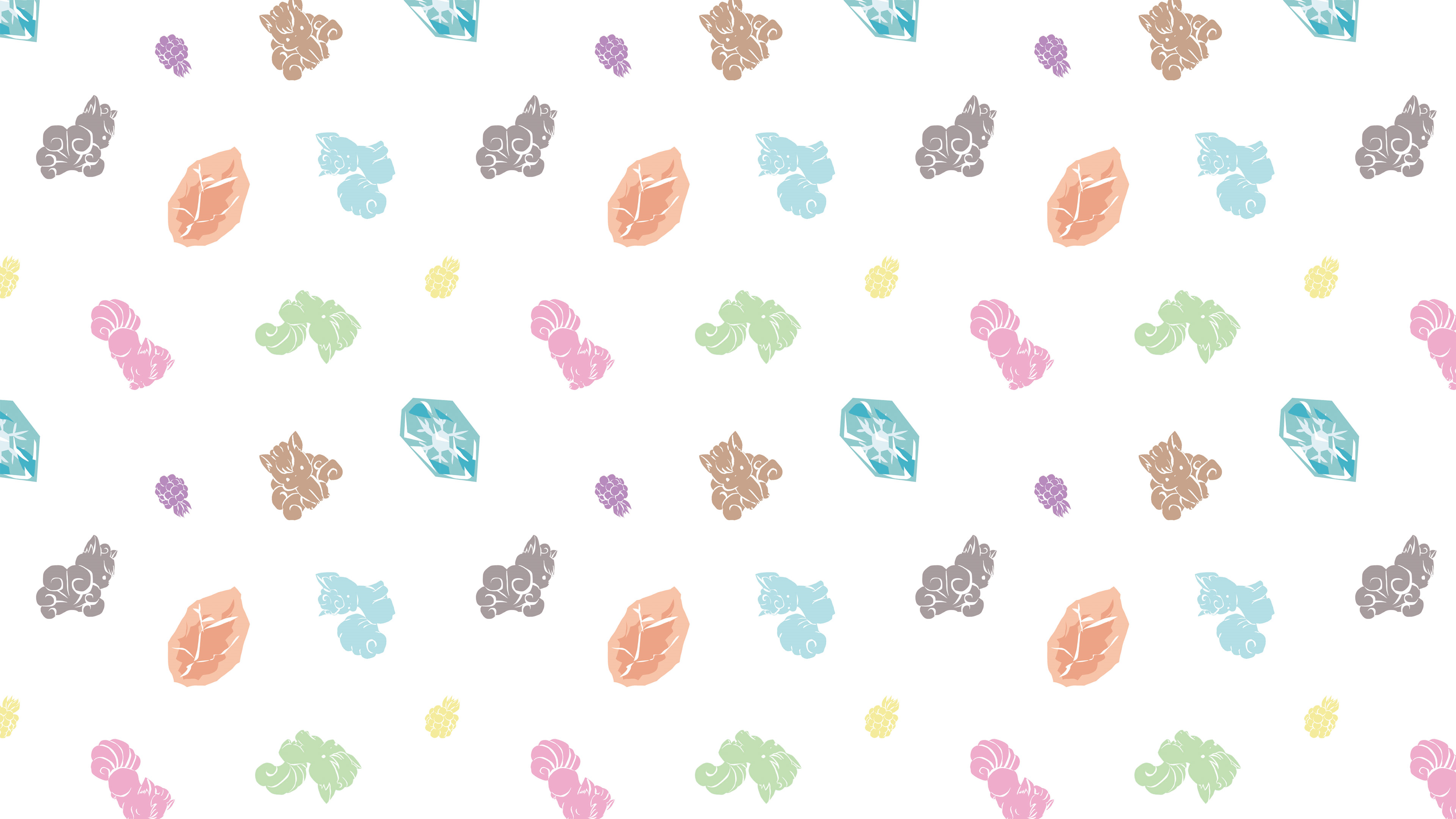 4K Pokémon Pattern with Vulpix and Crystals HD Wallpaper