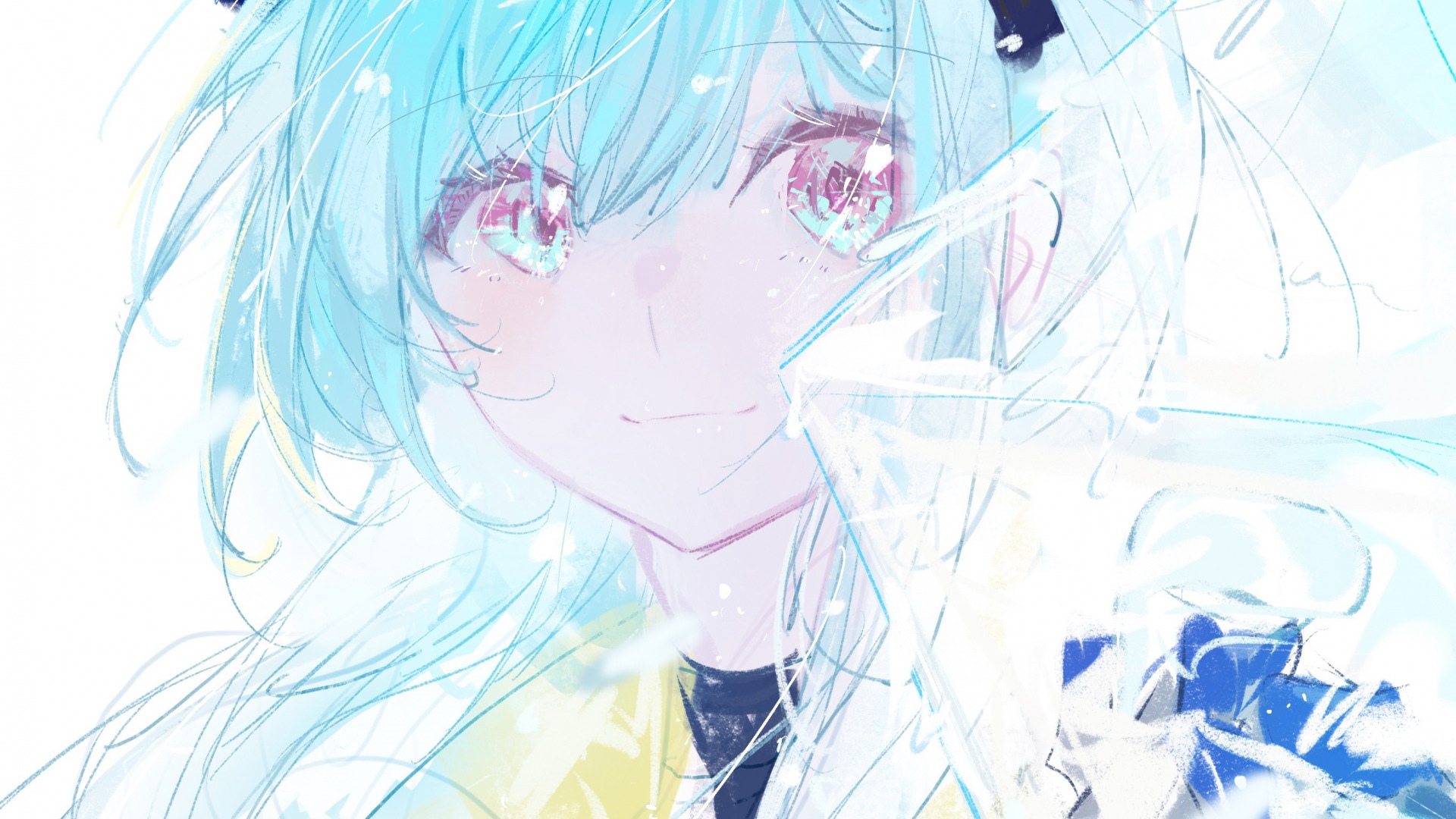 Arknights Mizuki smiling with blue eyes HD Wallpaper