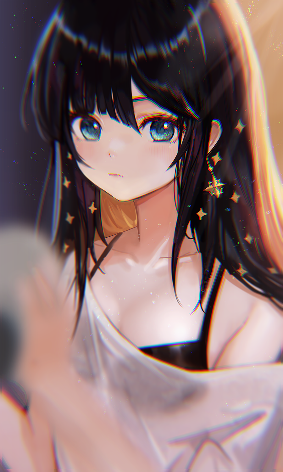 Anime girl with black hair and blue eyes HD Phone Wallpaper