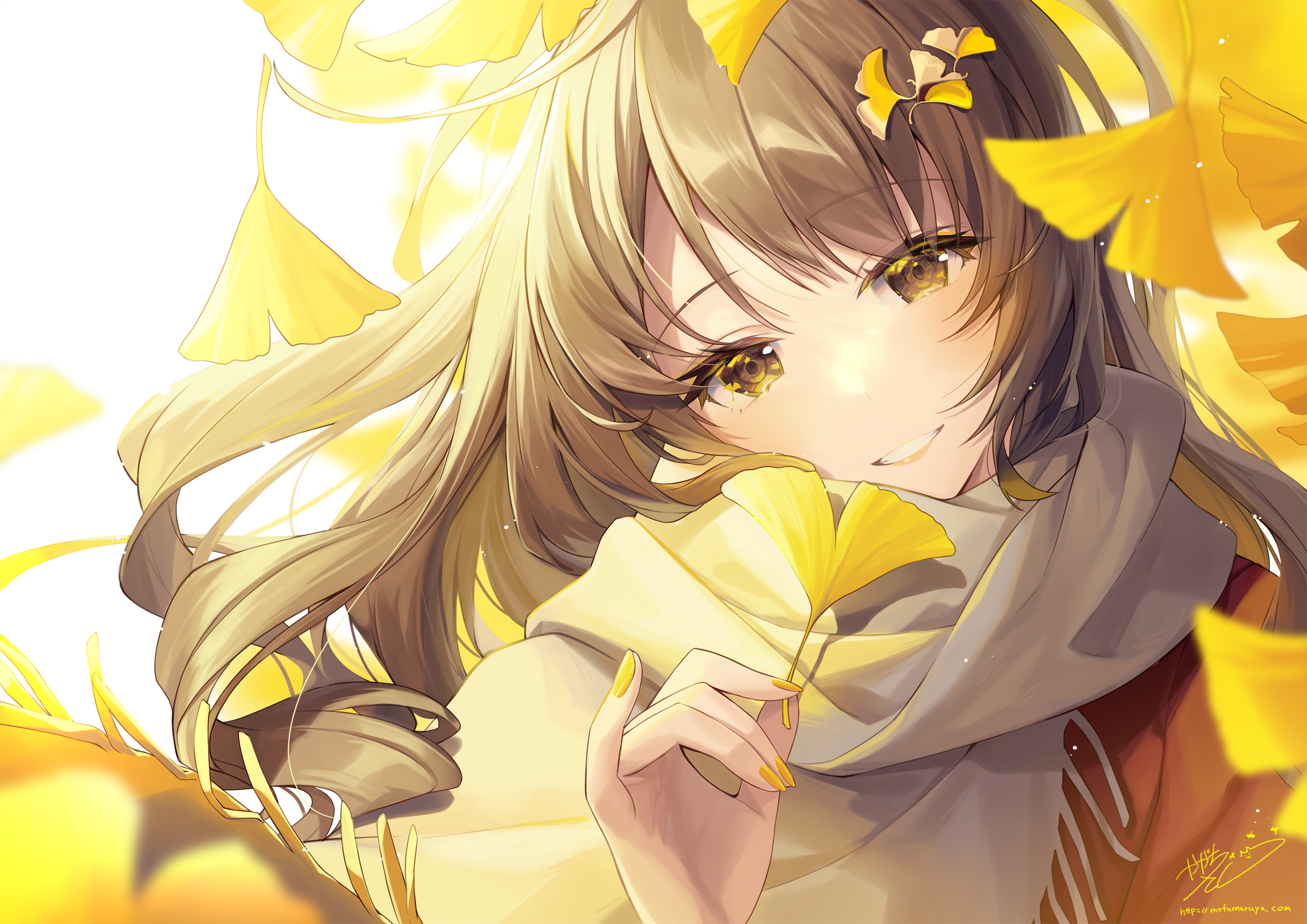 Kagachi Saku with Ginkgo Leaves HD Wallpaper