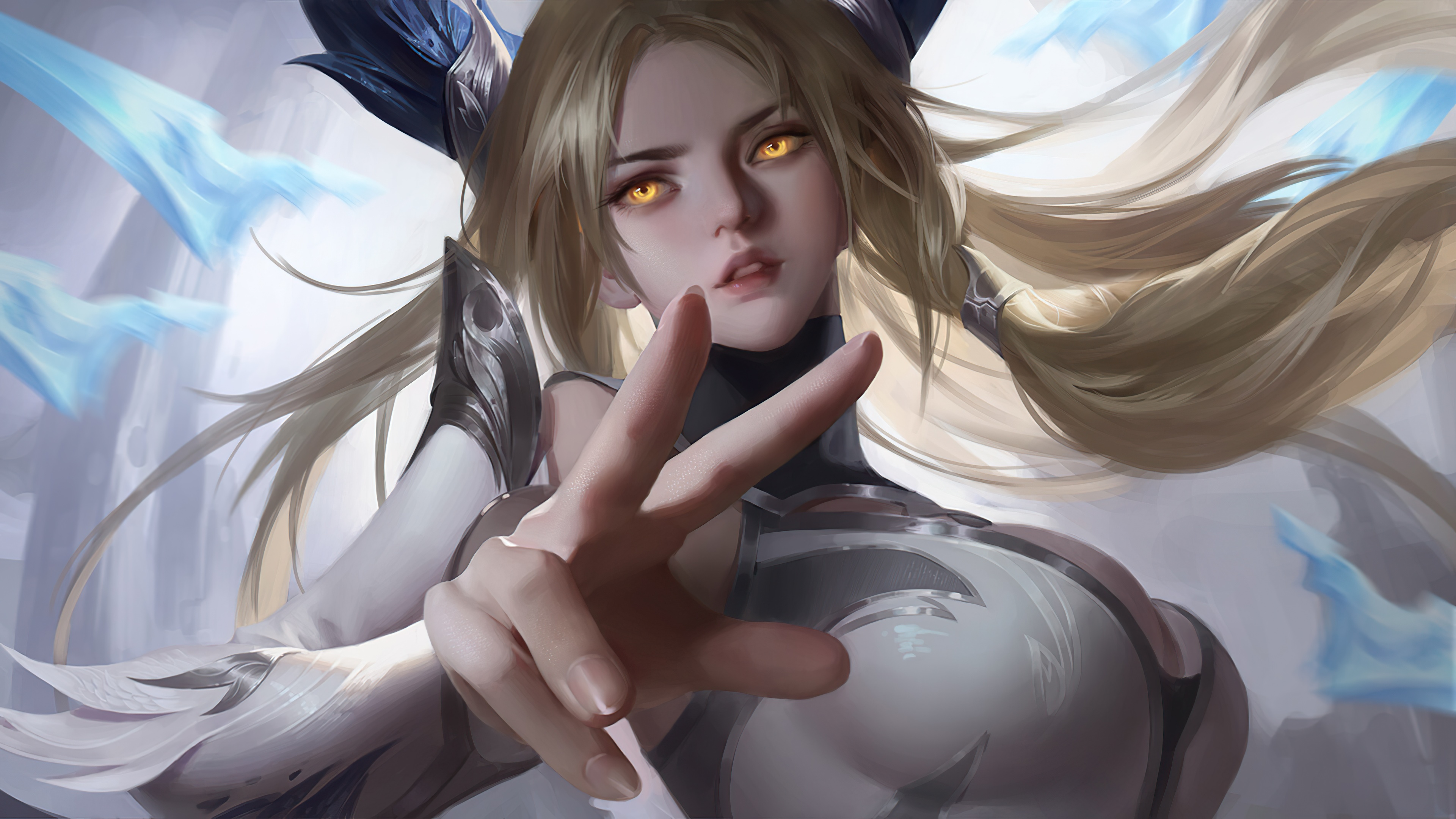 4K Irelia from League of Legends with yellow eyes HD Wallpaper