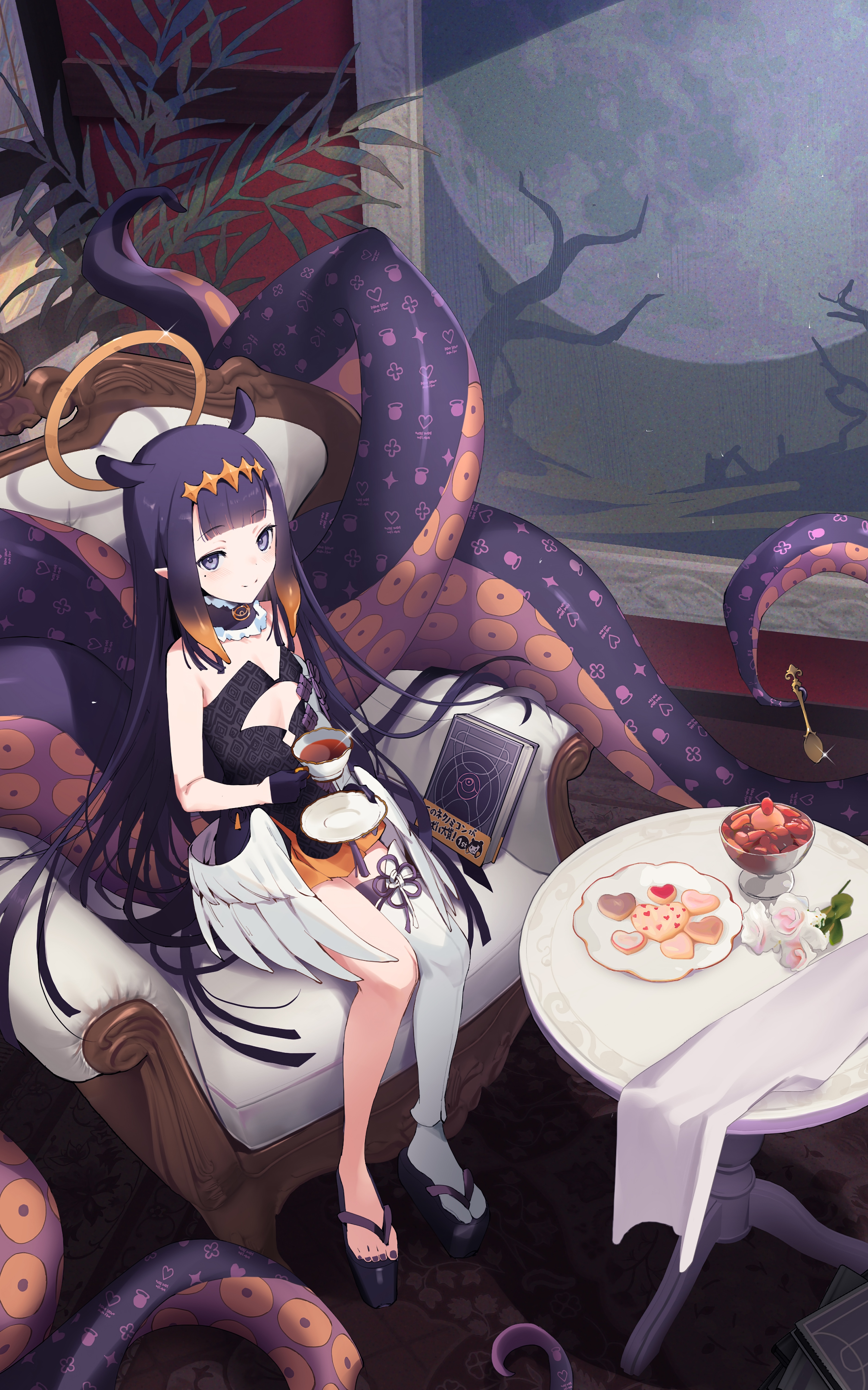 Ninomae Inanis drinking tea with tentacles HD Phone Wallpaper