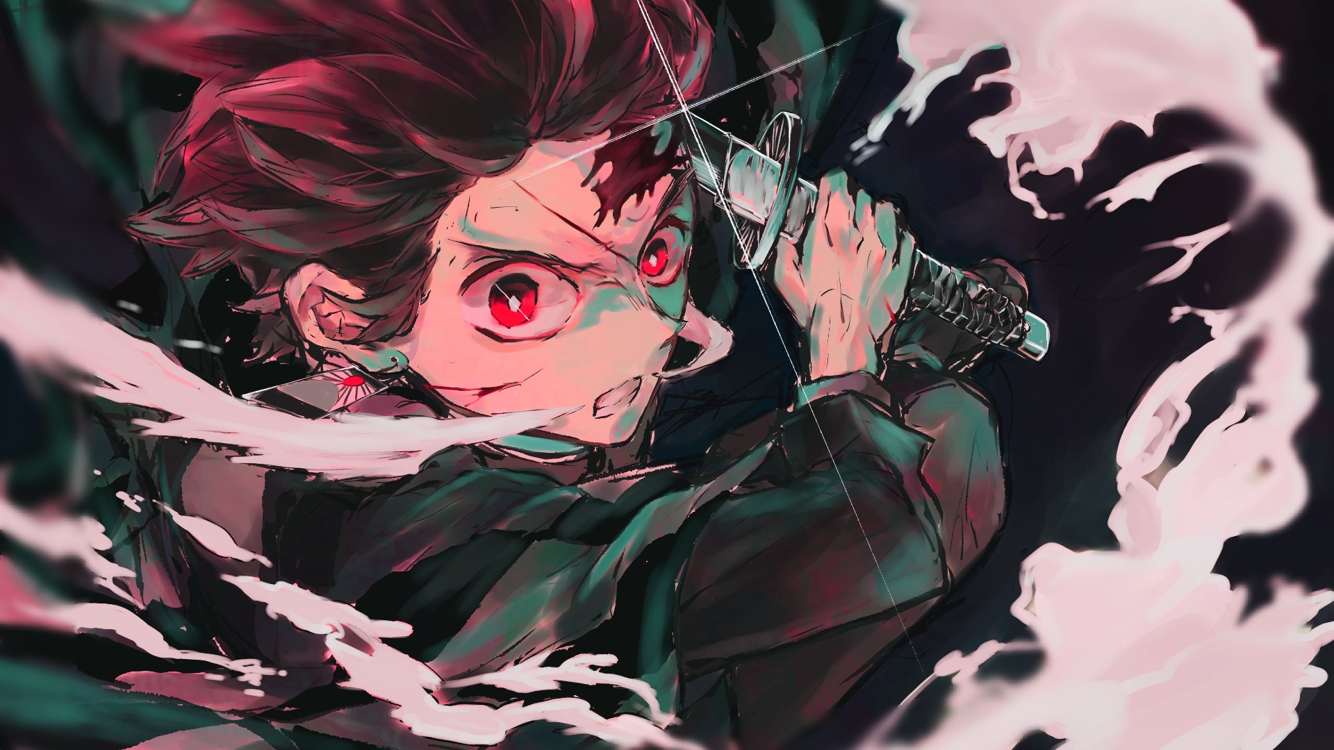 Kamado Tanjiro from Kimetsu no Yaiba with sword HD Wallpaper