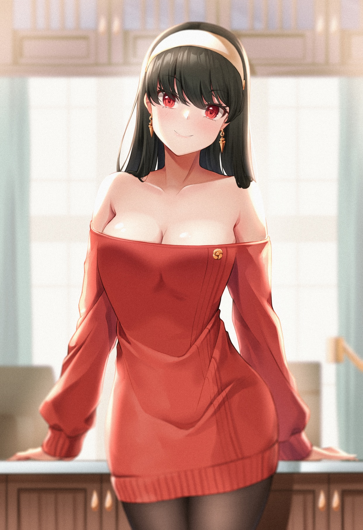 Yor Forger from Spy x Family in a red dress HD Phone Wallpaper