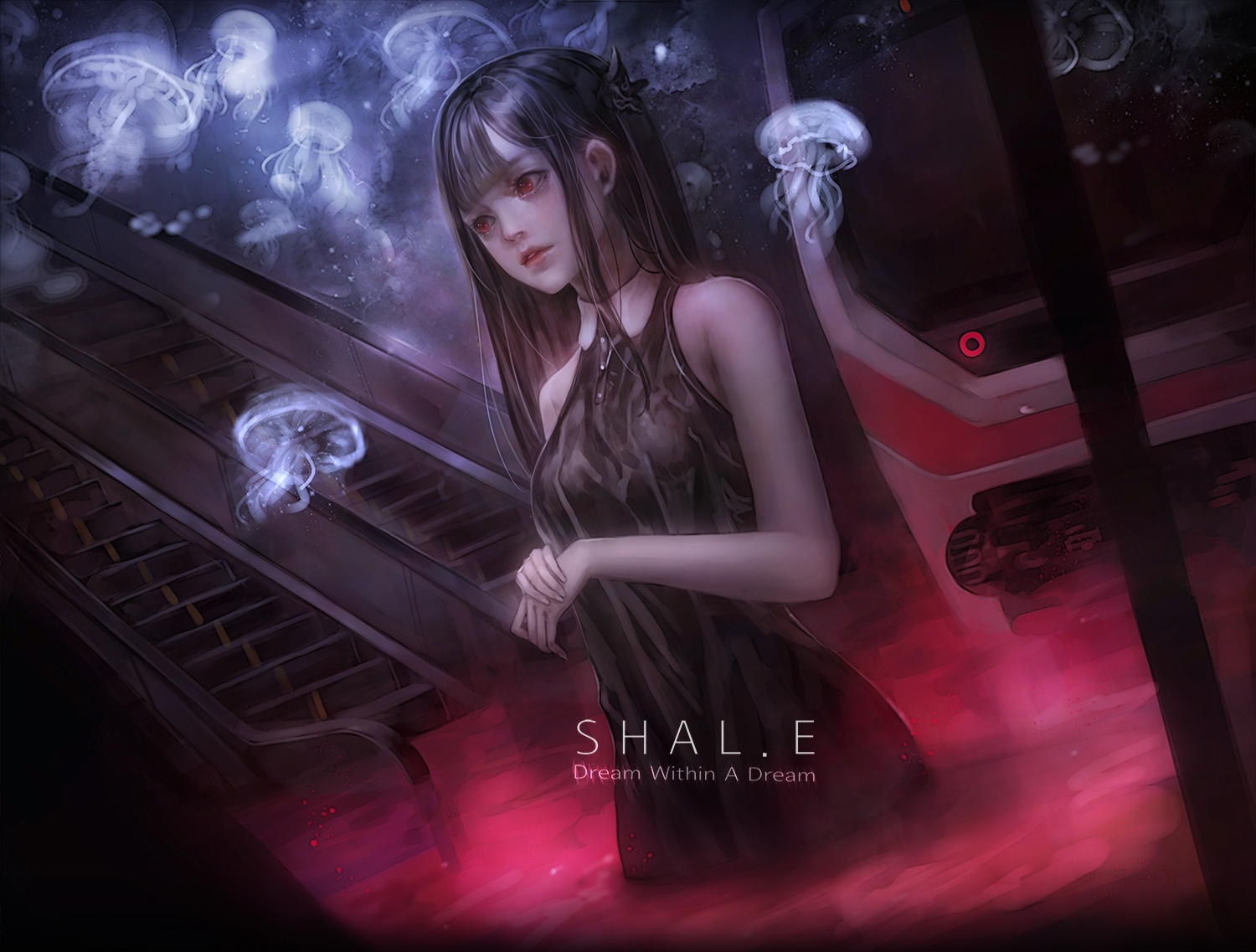 Shal. E with jellyfish in an elevator HD Wallpaper