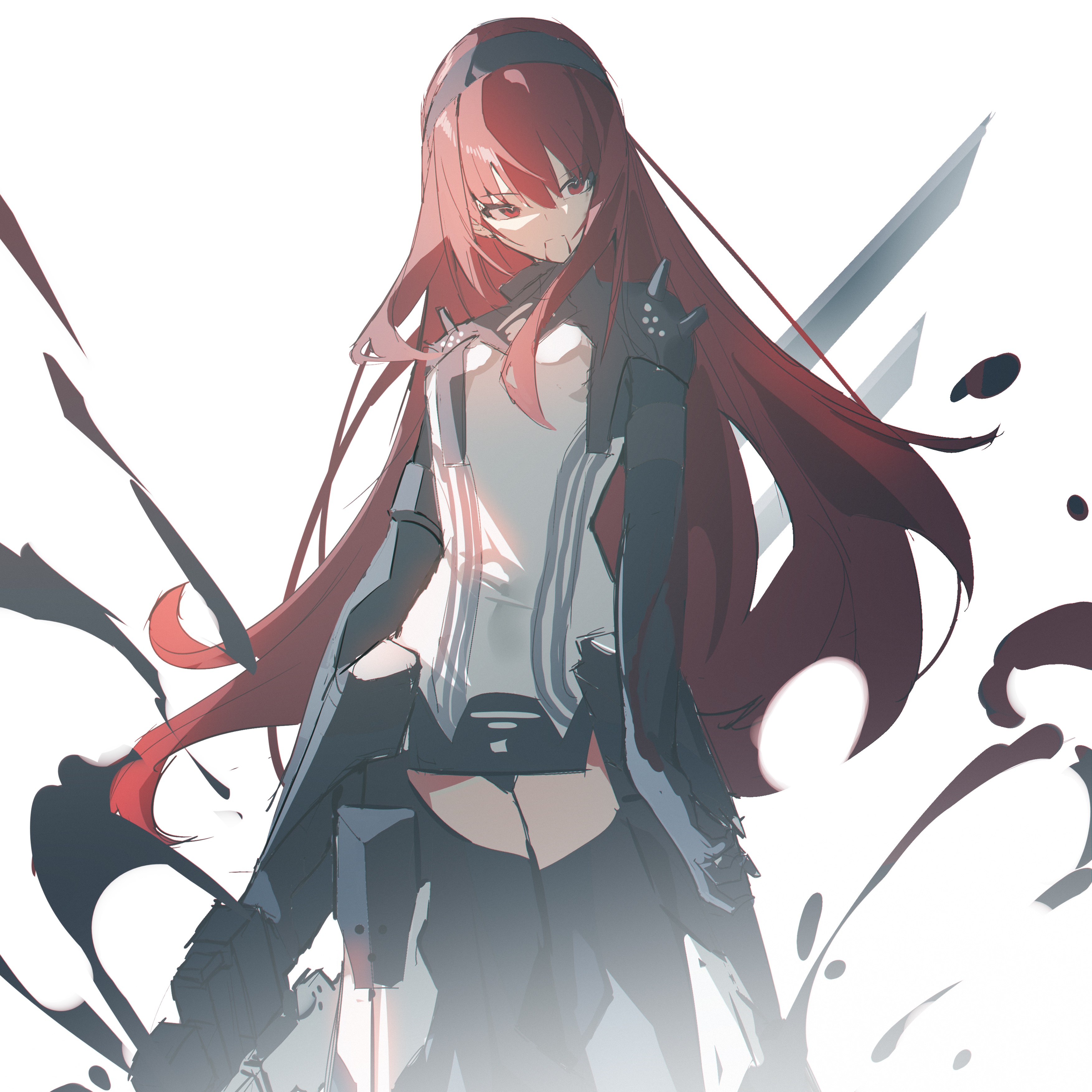 Kamui from Punishing: Gray Raven with red hair and eyes HD Wallpaper