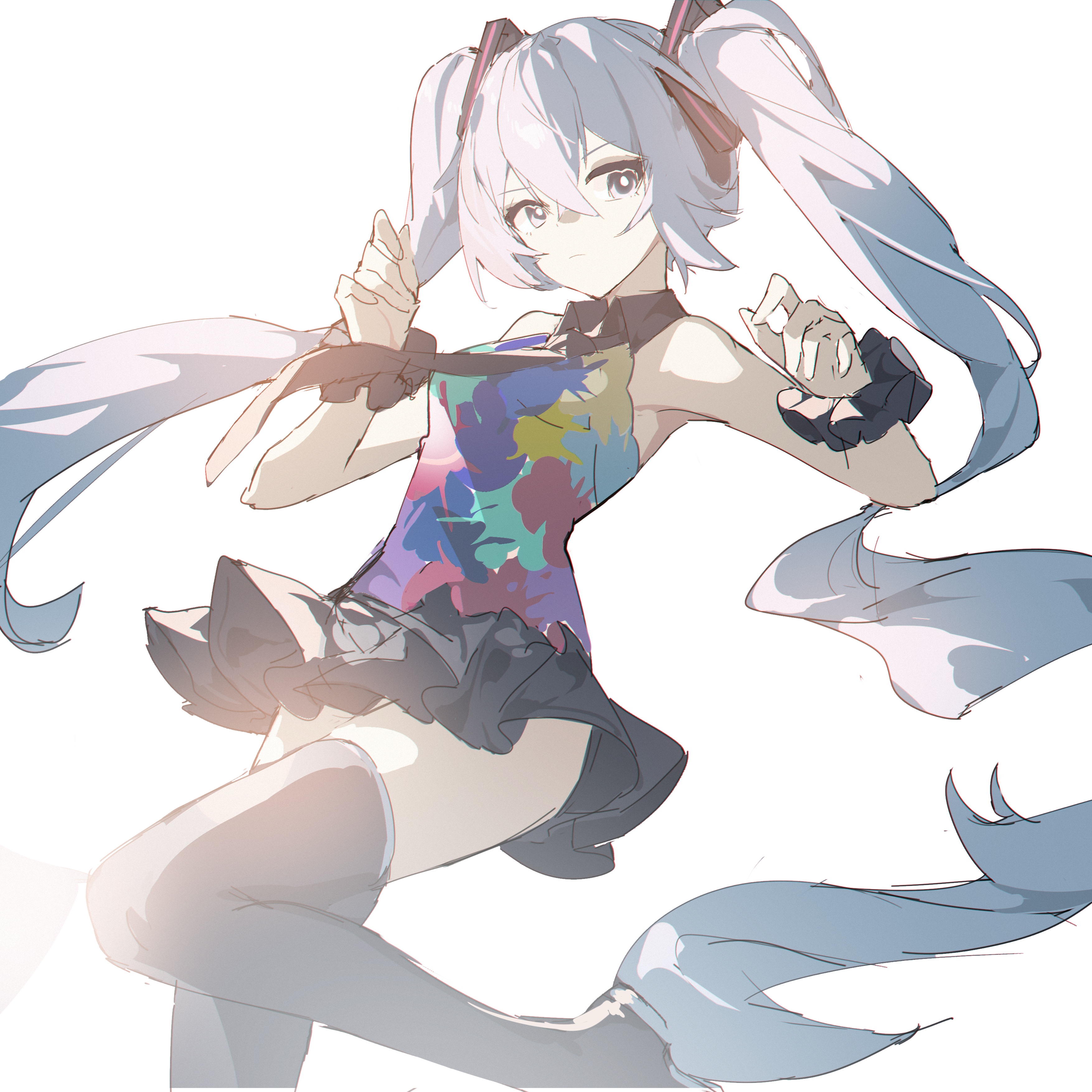 Hatsune Miku in a colorful dress HD Wallpaper