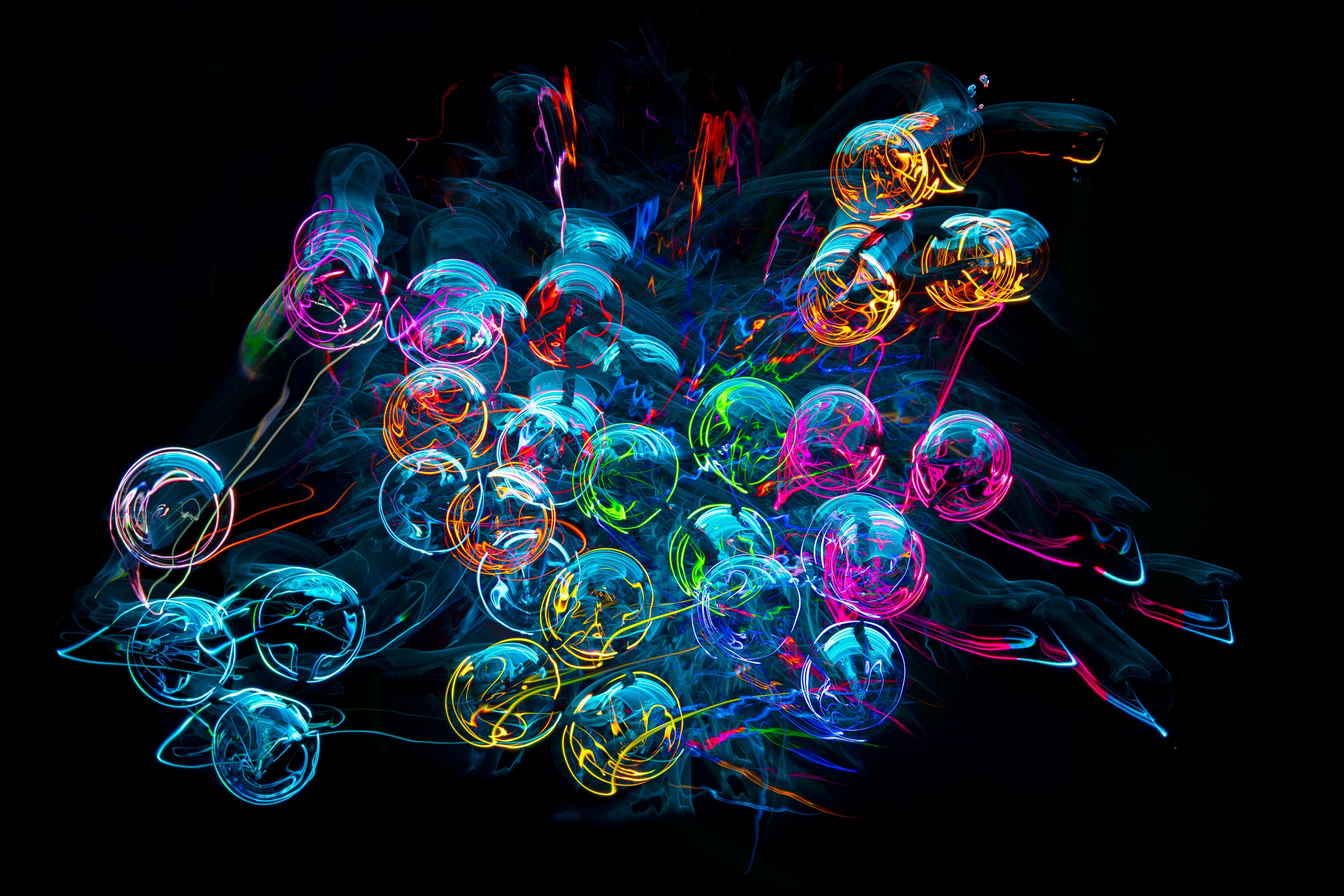 Abstract colorful glass lights on black background HD Wallpaper