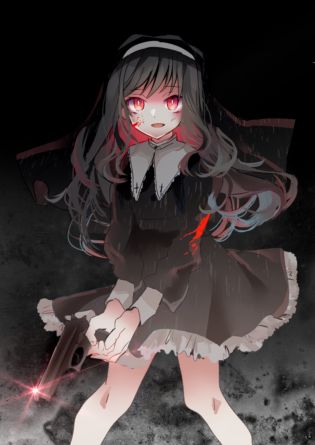 Girl in nun outfit holding a gun HD Phone Wallpaper