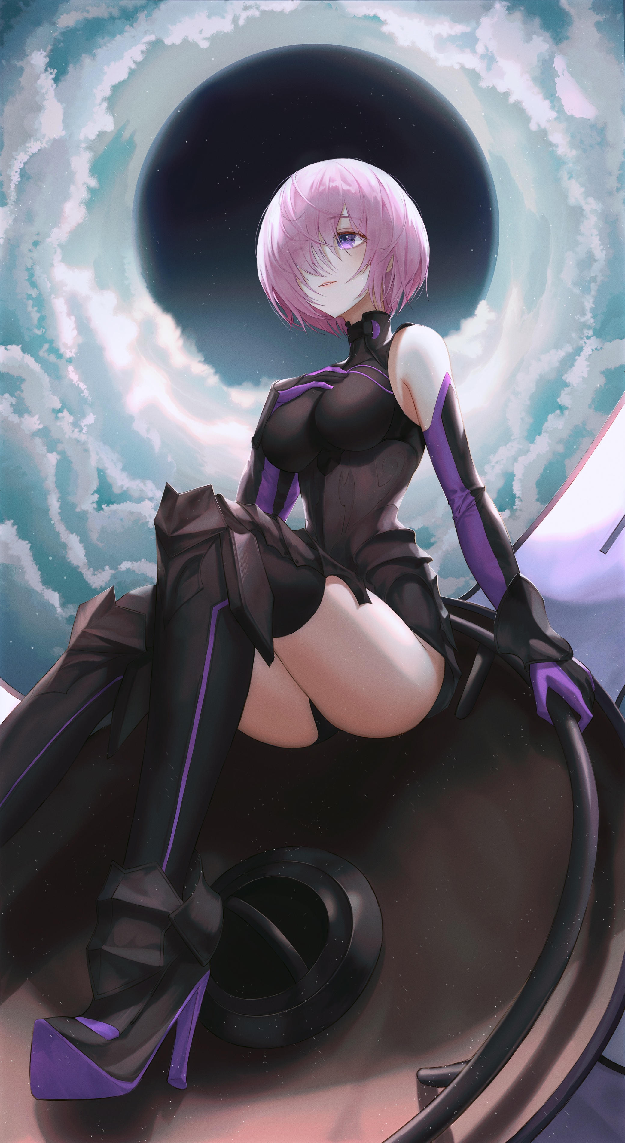 Mash Kyrielight from Fate series with pink hair and purple eyes HD Phone Wallpaper