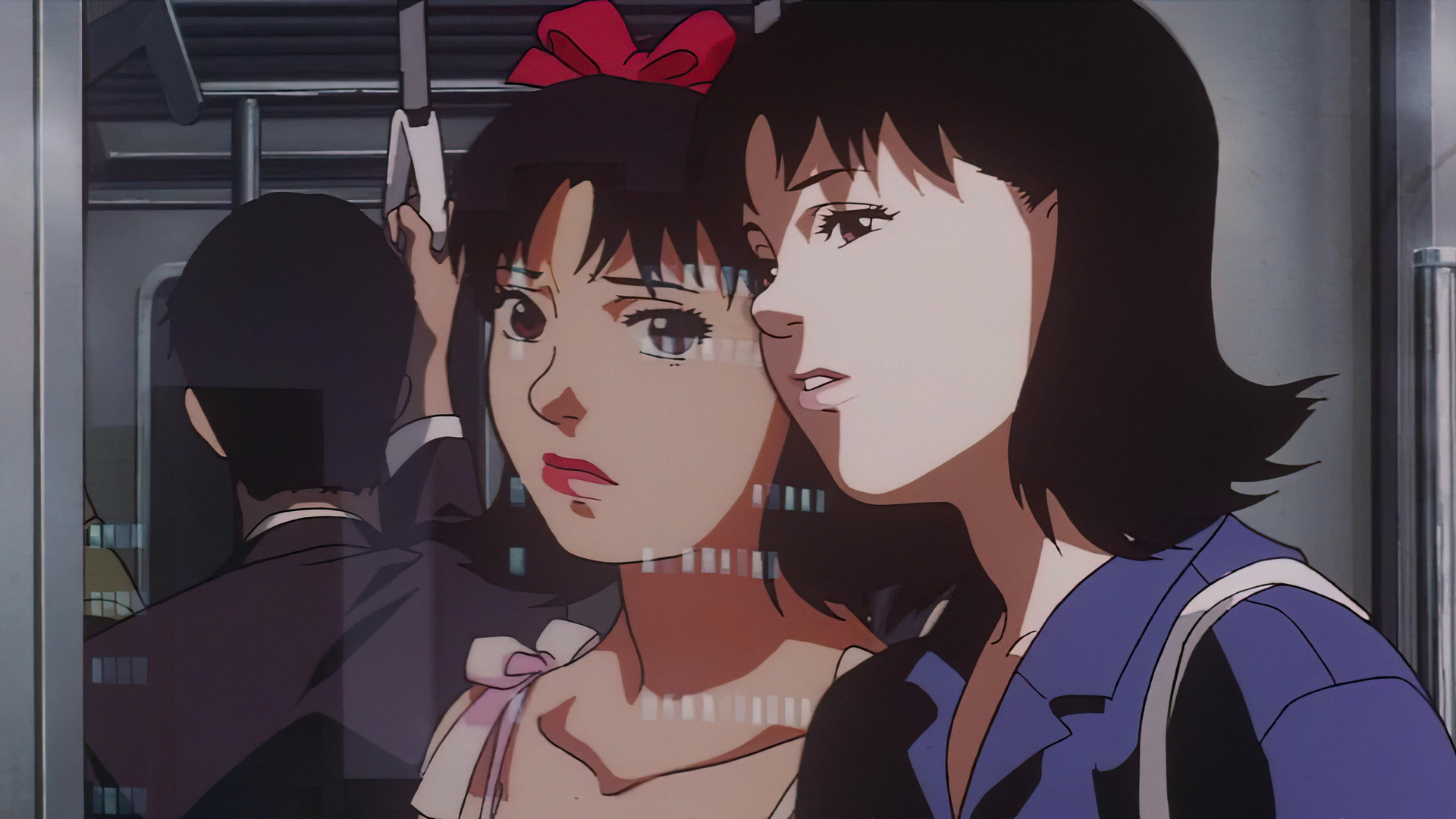 Mima Kirigoe and her reflection on a train HD Wallpaper