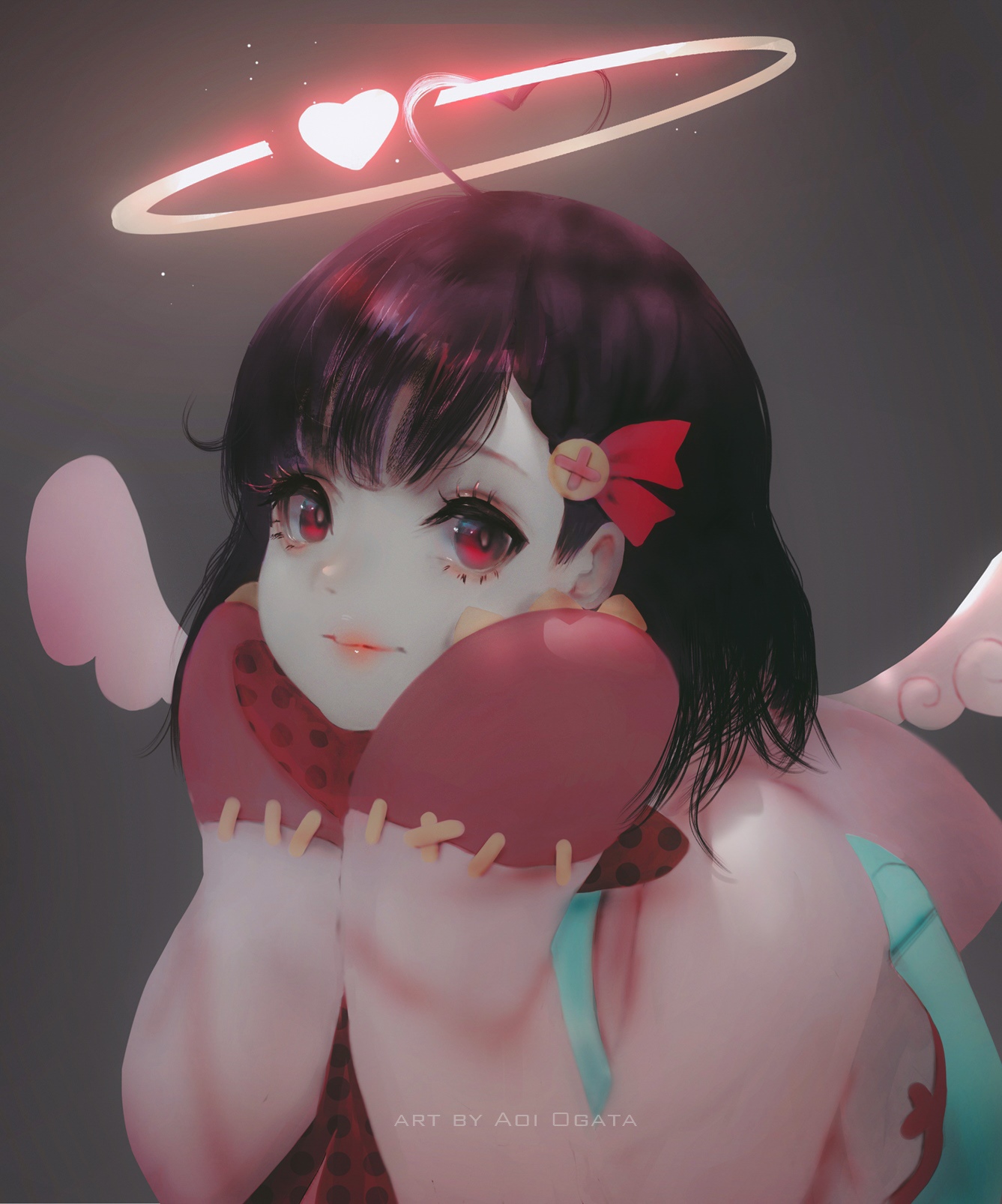 Aoi Ogata with Wings and Nimbus HD Phone Wallpaper