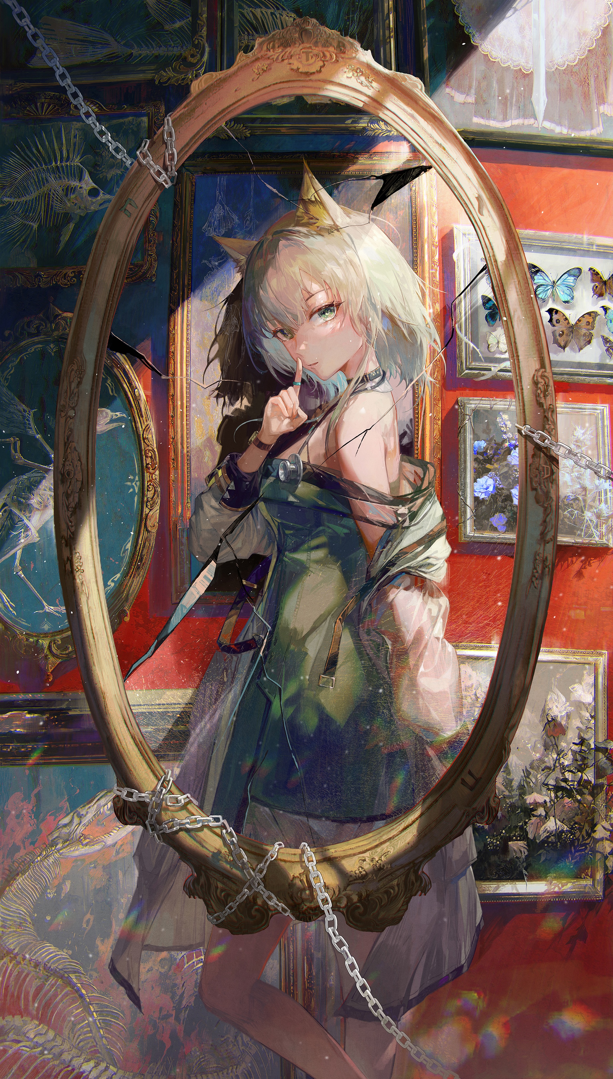 Kaltsit from Arknights with fox ears and chains HD Phone Wallpaper