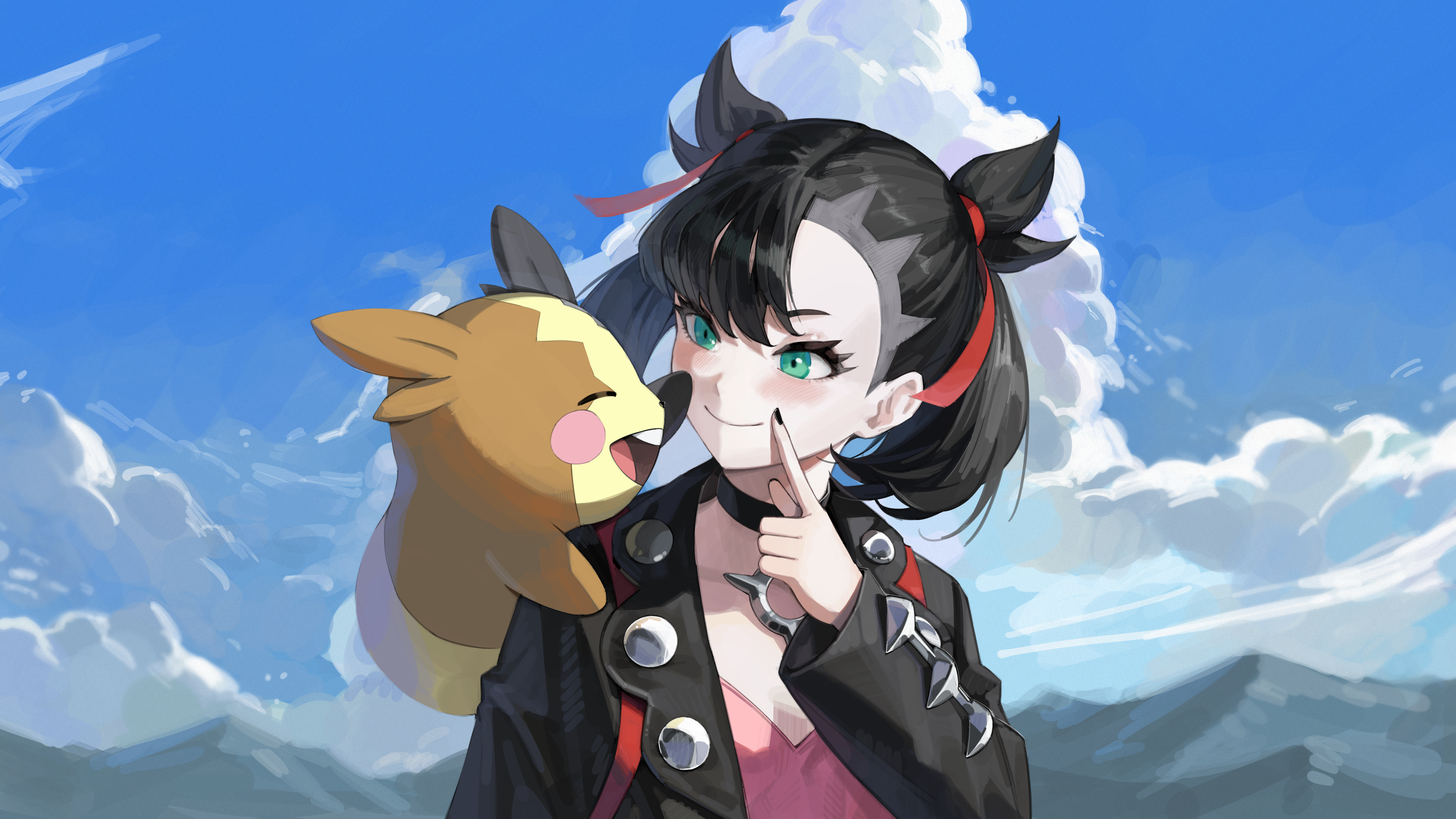 4K Pokémon artwork of Marnie with Morpeko HD Wallpaper