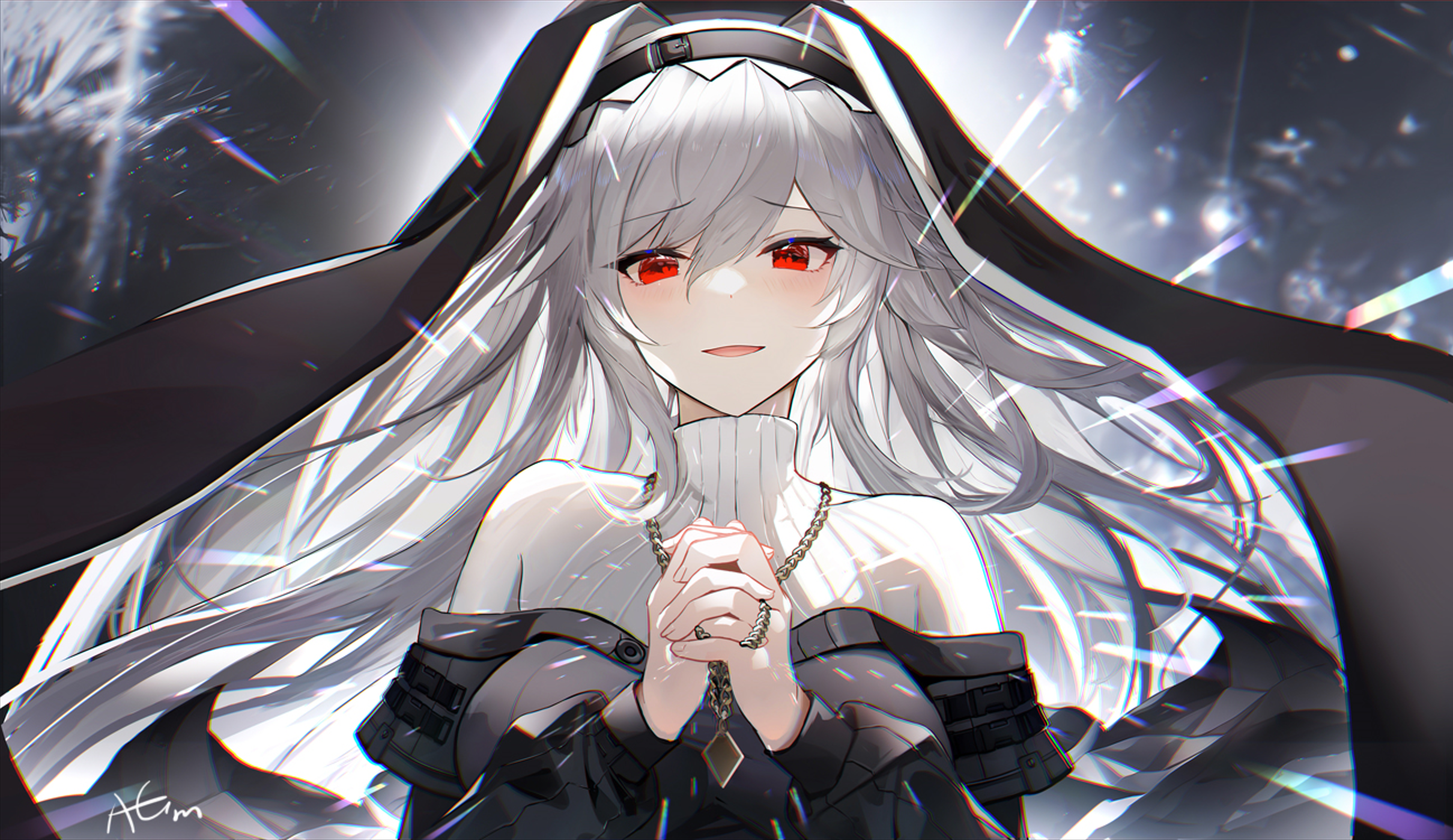 Specter from Arknights in a nun outfit HD Wallpaper