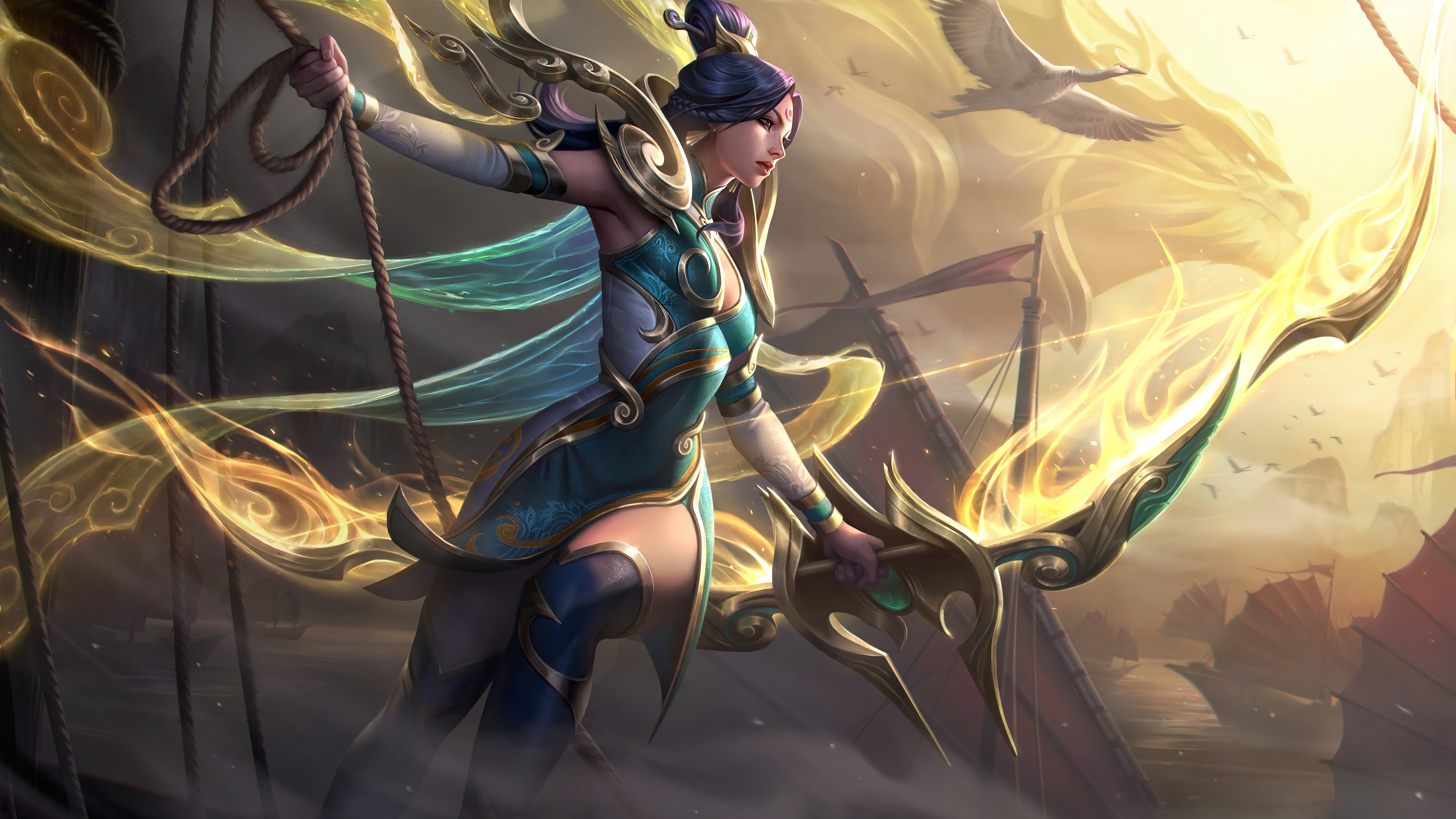 Lunar Guardian Ashe League of Legends 4K HD Wallpaper