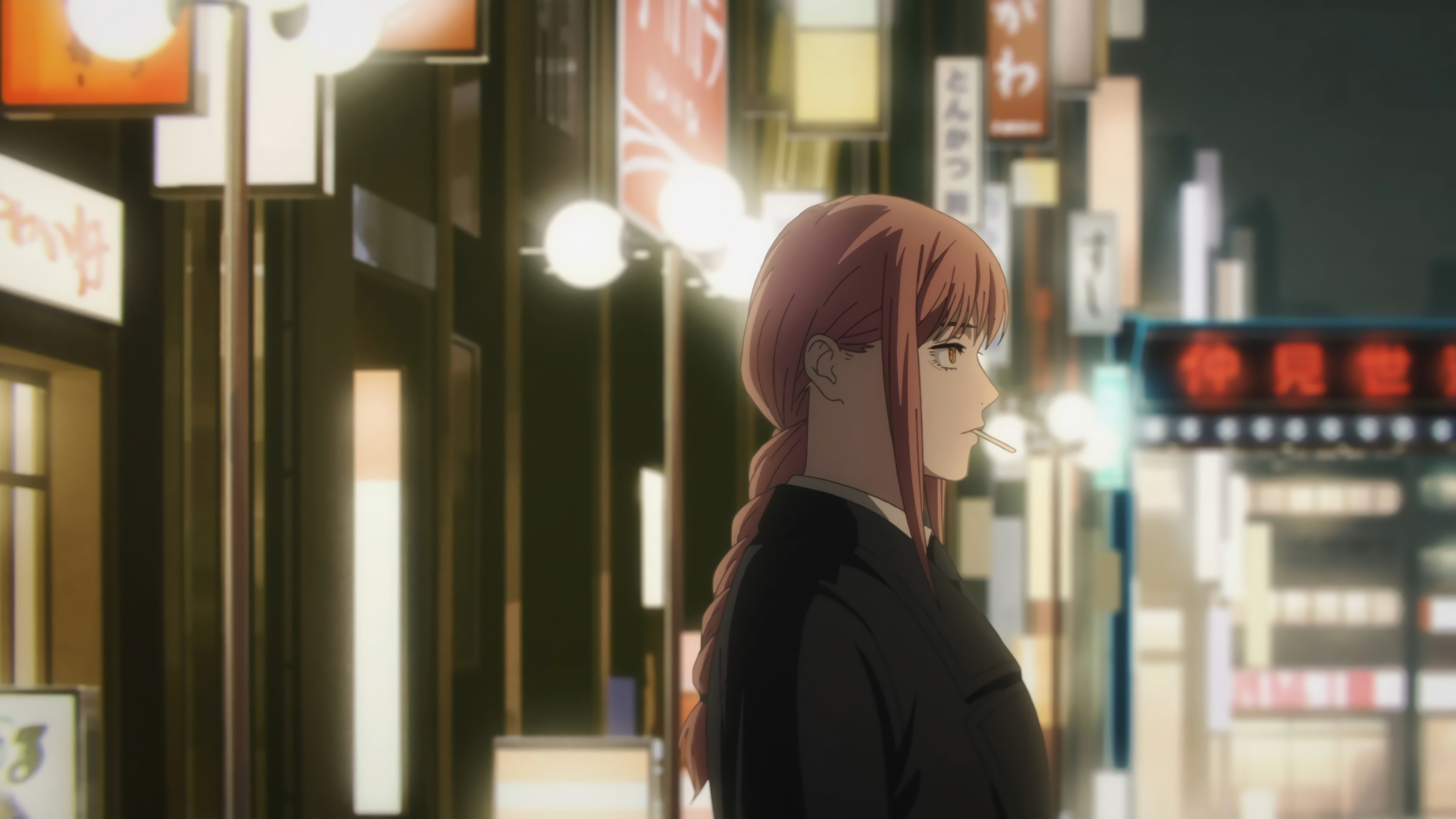 Makima from Chainsaw Man in a city at night HD Wallpaper