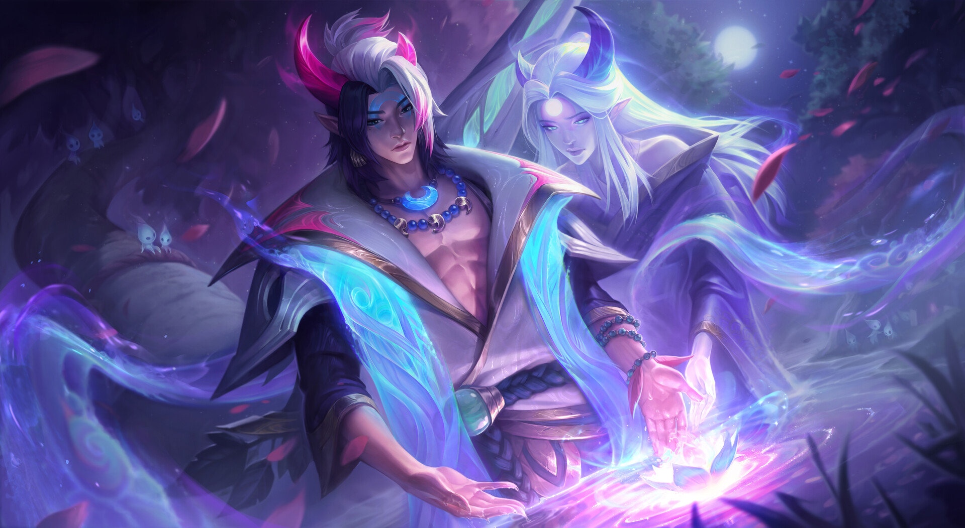 League of Legends characters with horns and glowing magic HD Wallpaper