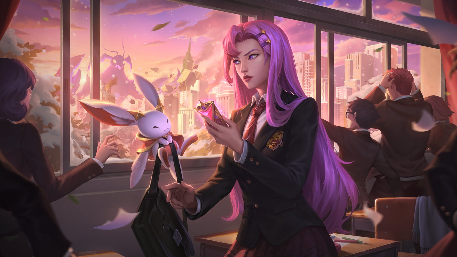 Star Guardian Lux and Pix in a Classroom HD Wallpaper