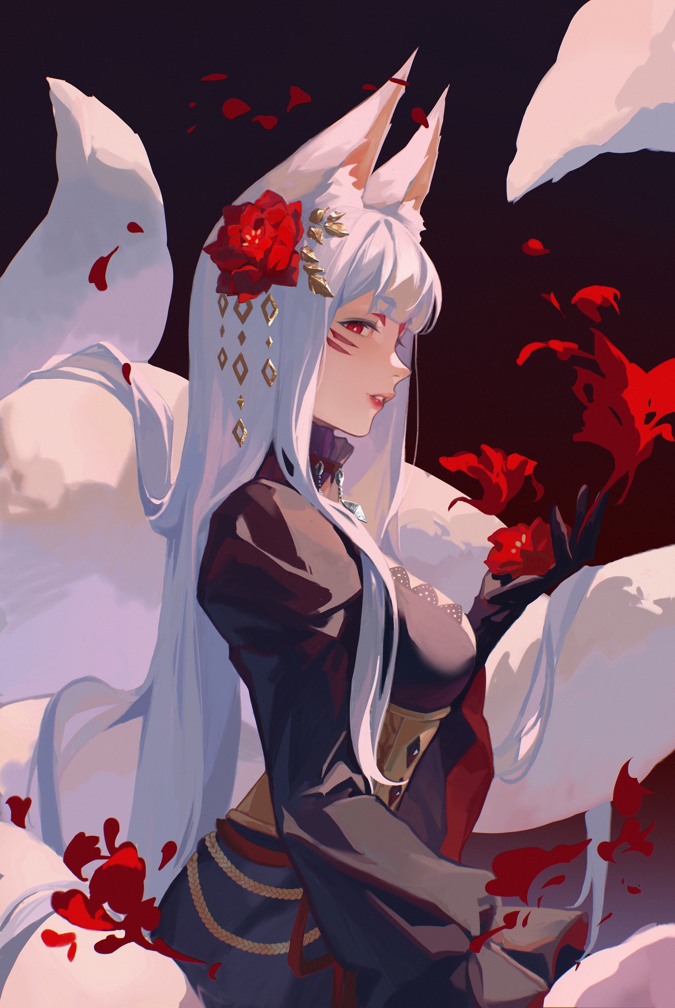 Nina Kosaka with Fox Ears and Tails HD Phone Wallpaper