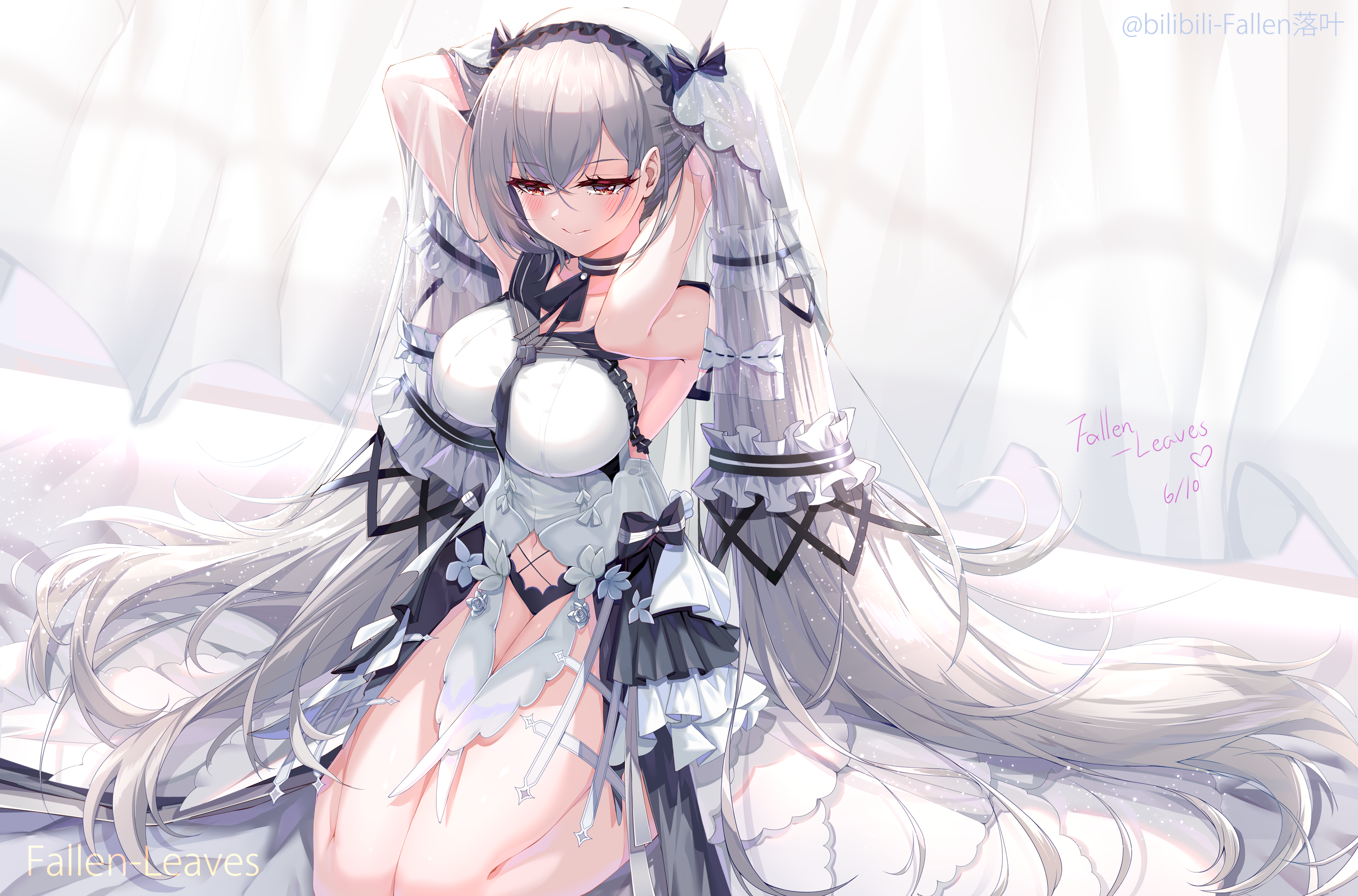 Formidable Azur Lane with gray twintails and red eyes HD Wallpaper