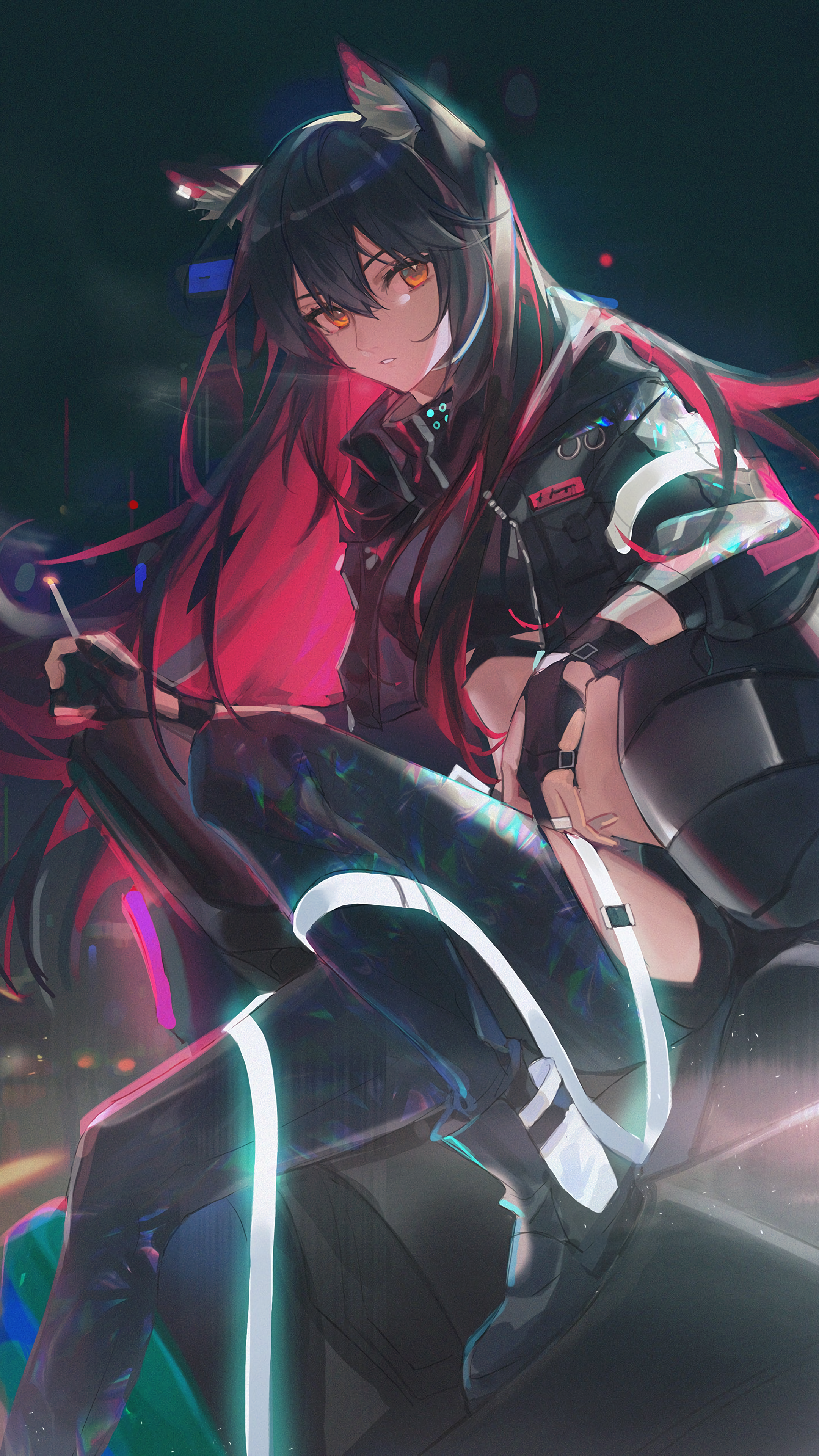 Texas from Arknights holding a cigarette HD Phone Wallpaper