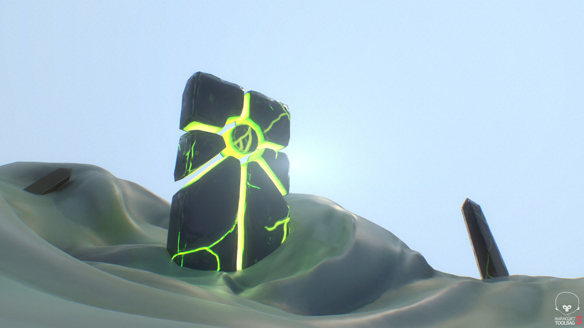 Warhammer 40,000 Necron Pillar on a Sandy Landscape HD Wallpaper