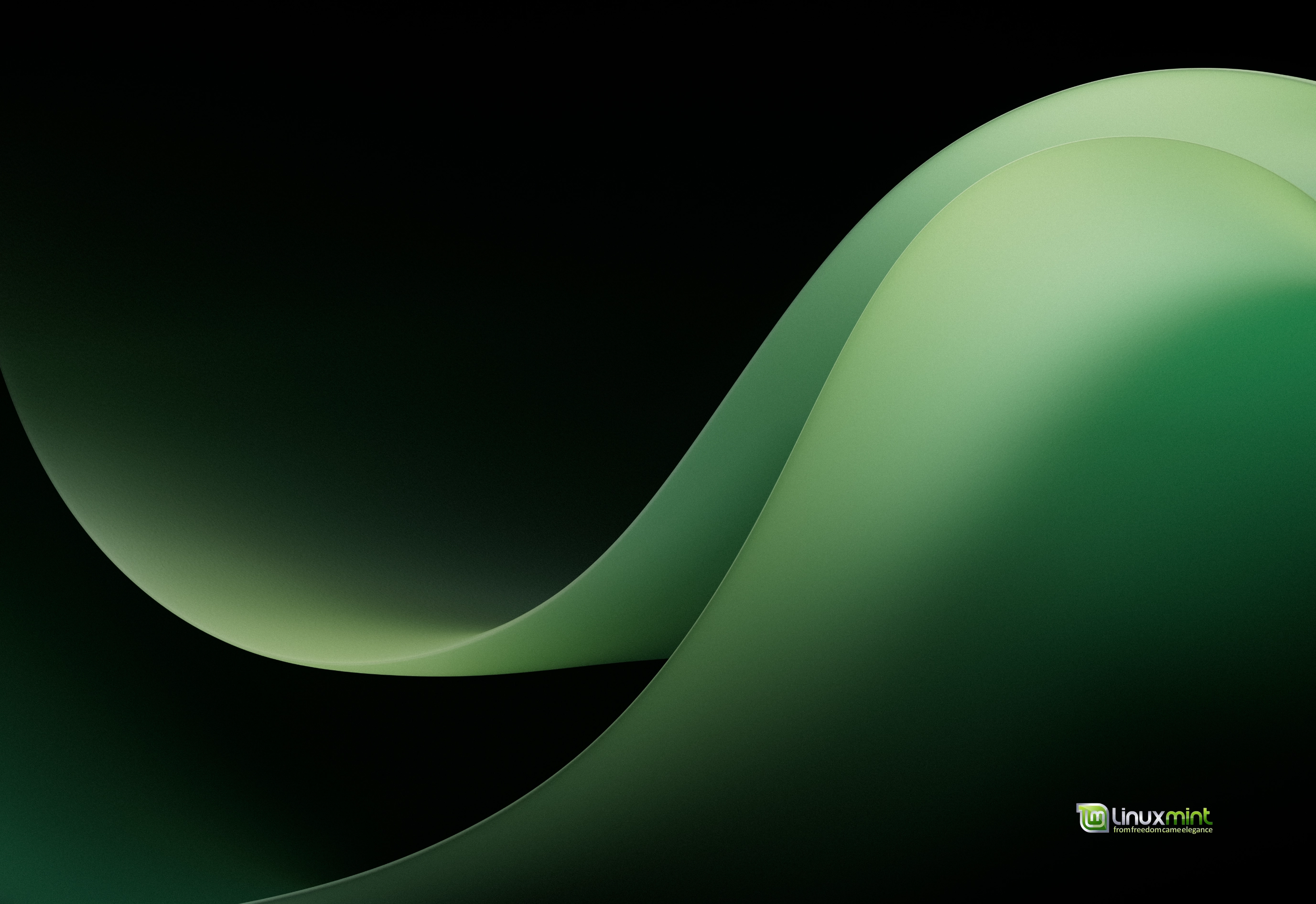 Abstract green waves with Linux Mint logo HD Wallpaper