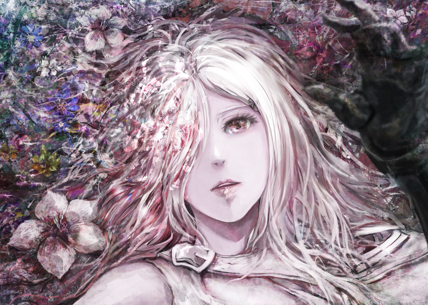 Zero from Drakengard 3 with flowers HD Wallpaper