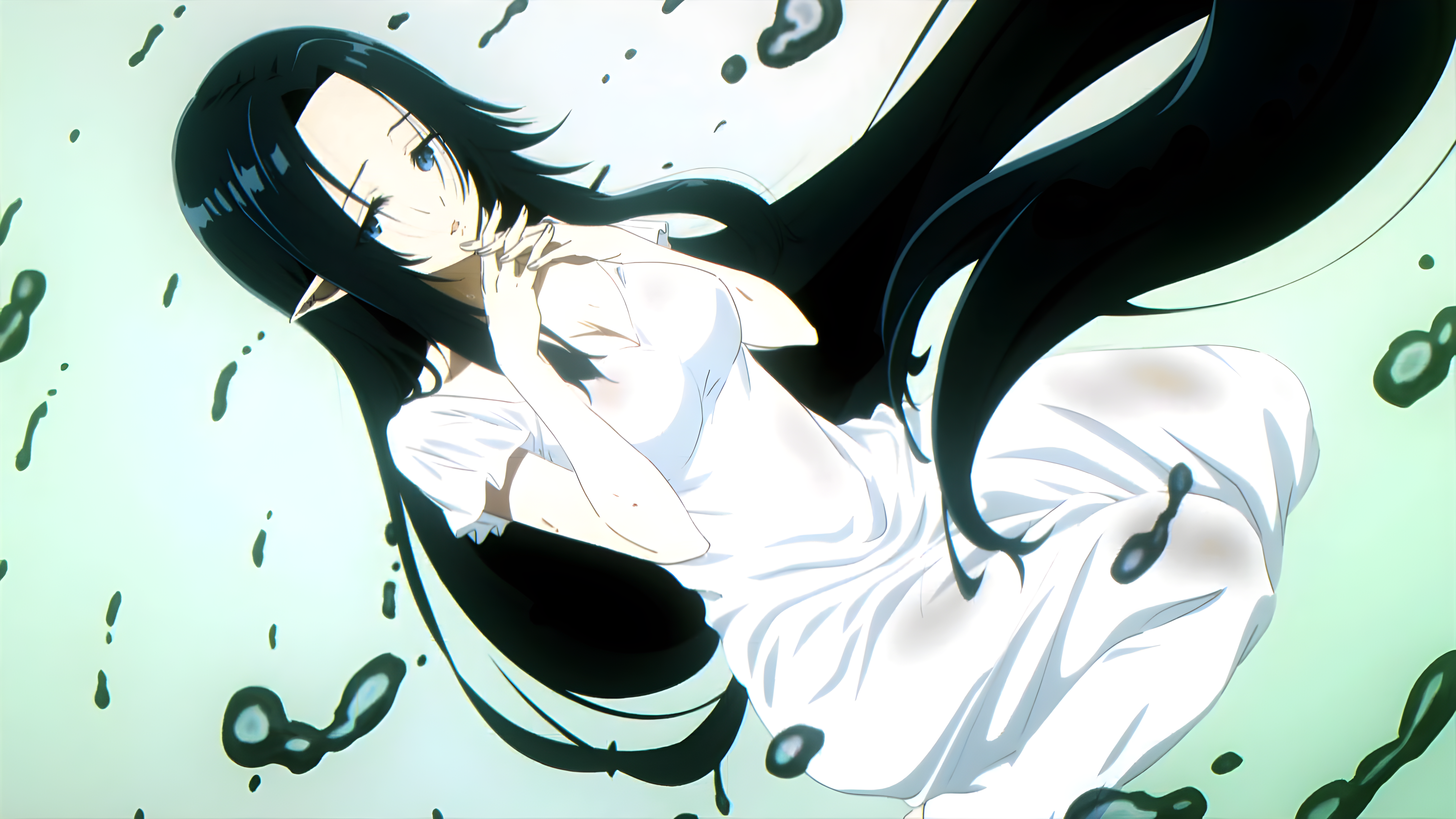 Luna in a white dress with black hair HD Wallpaper
