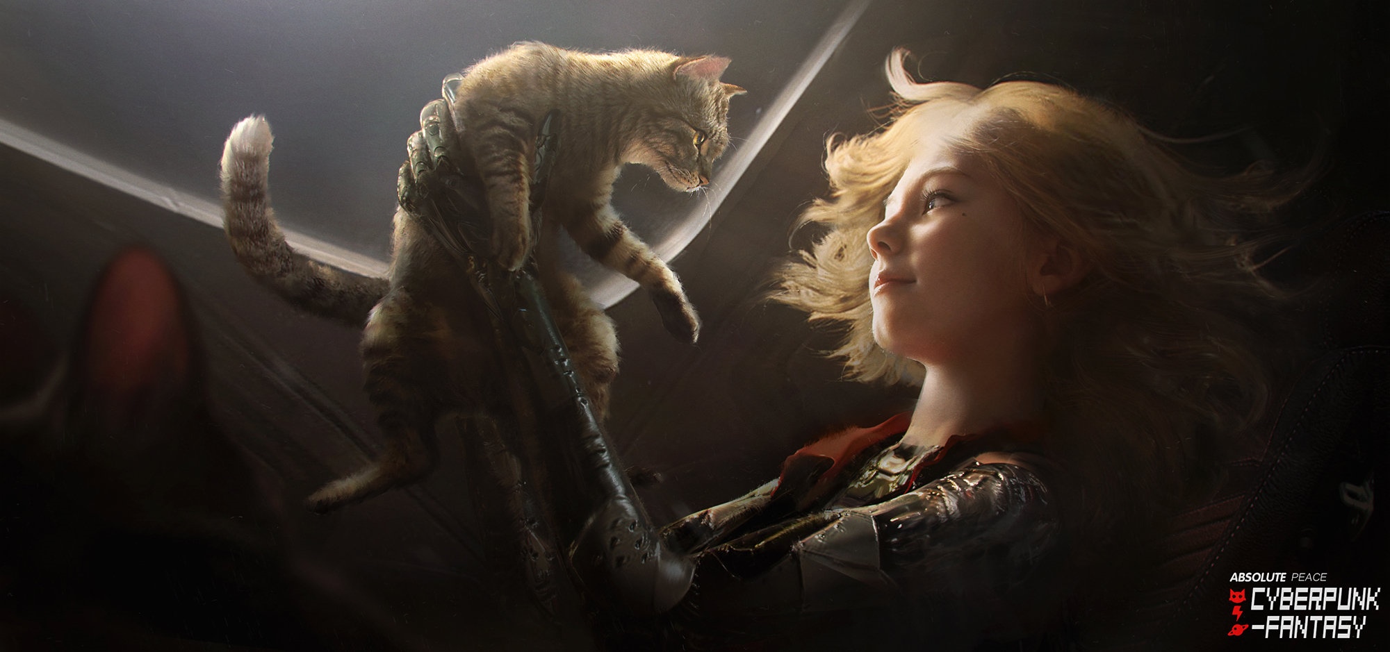 Artwork of Tian Zi holding a cat HD Wallpaper