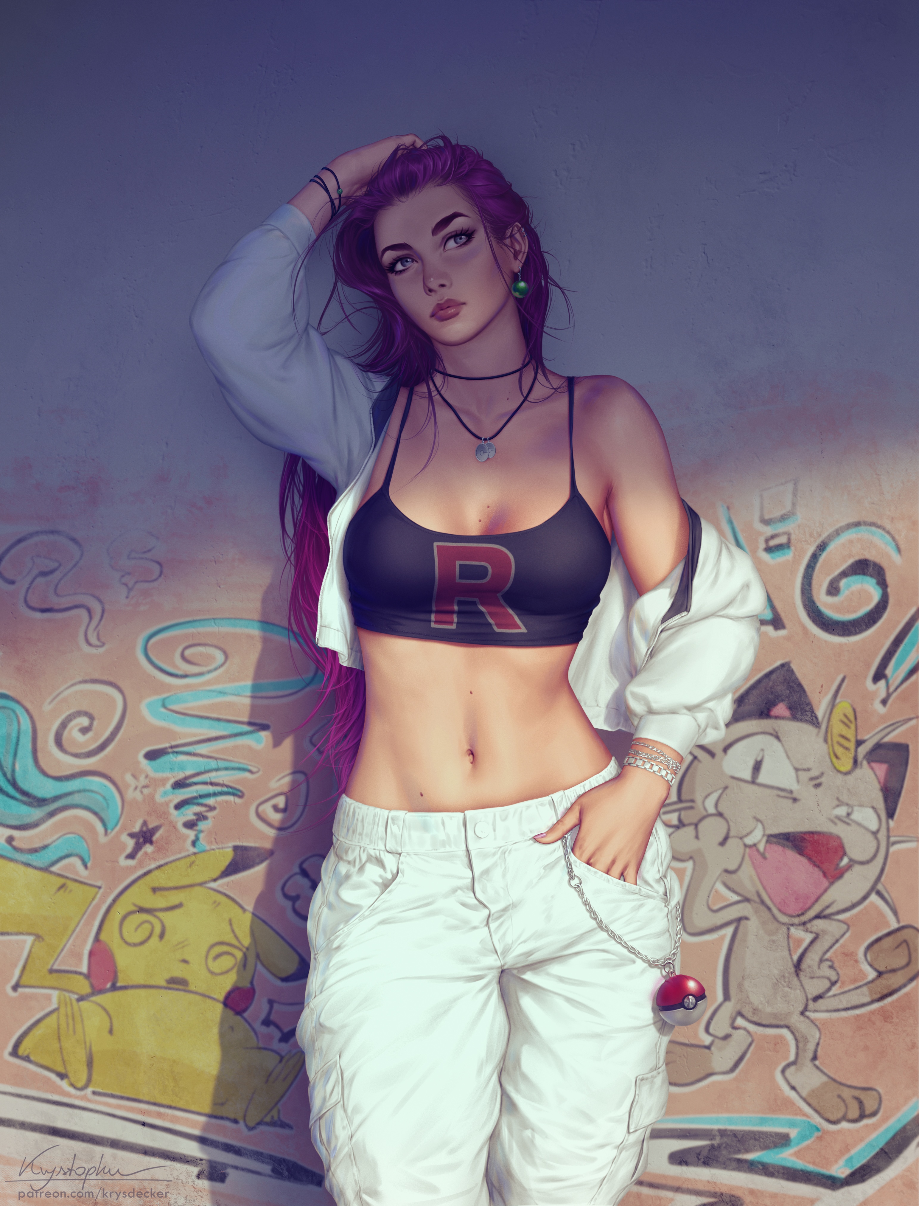 Jessie from Team Rocket with Pokémon graffiti HD Phone Wallpaper