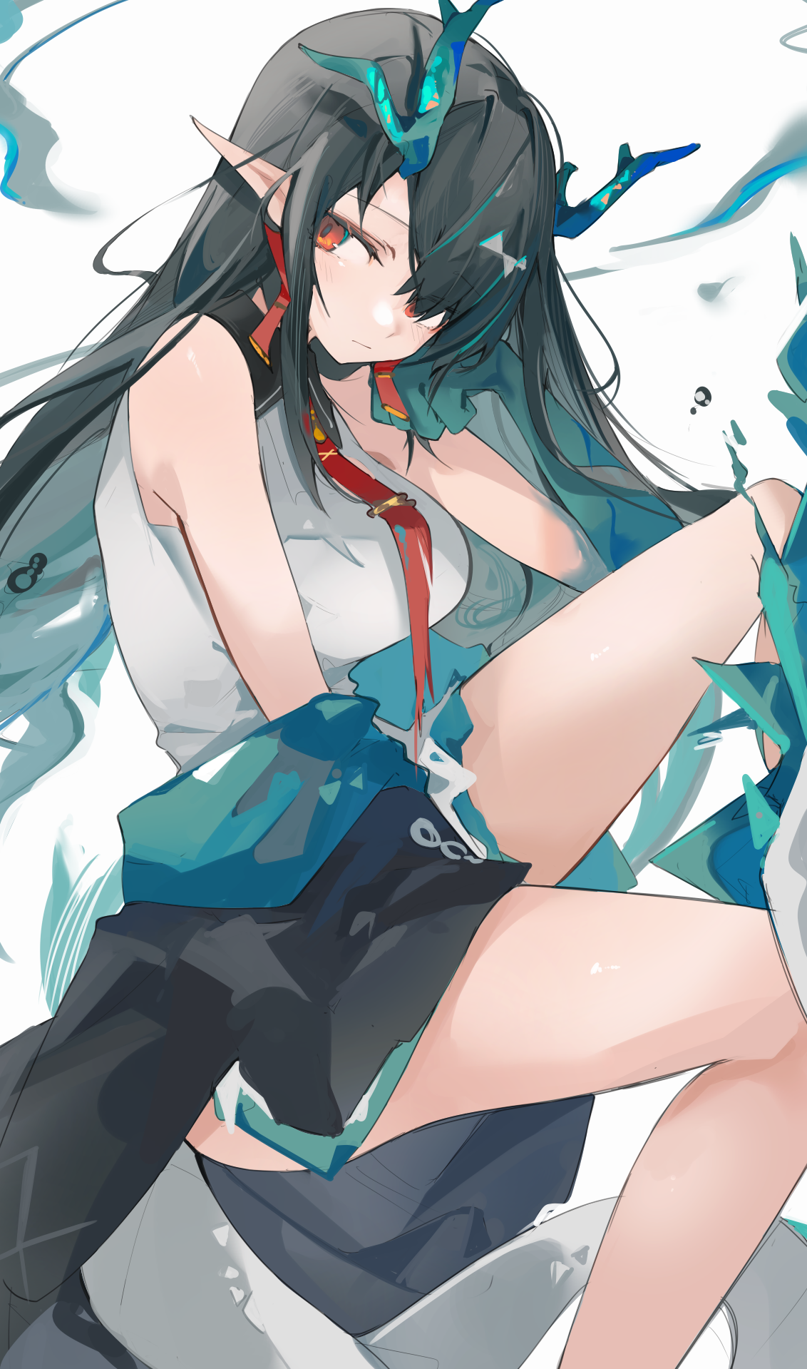 Mikojin from Arknights with Dragon Horns HD Phone Wallpaper