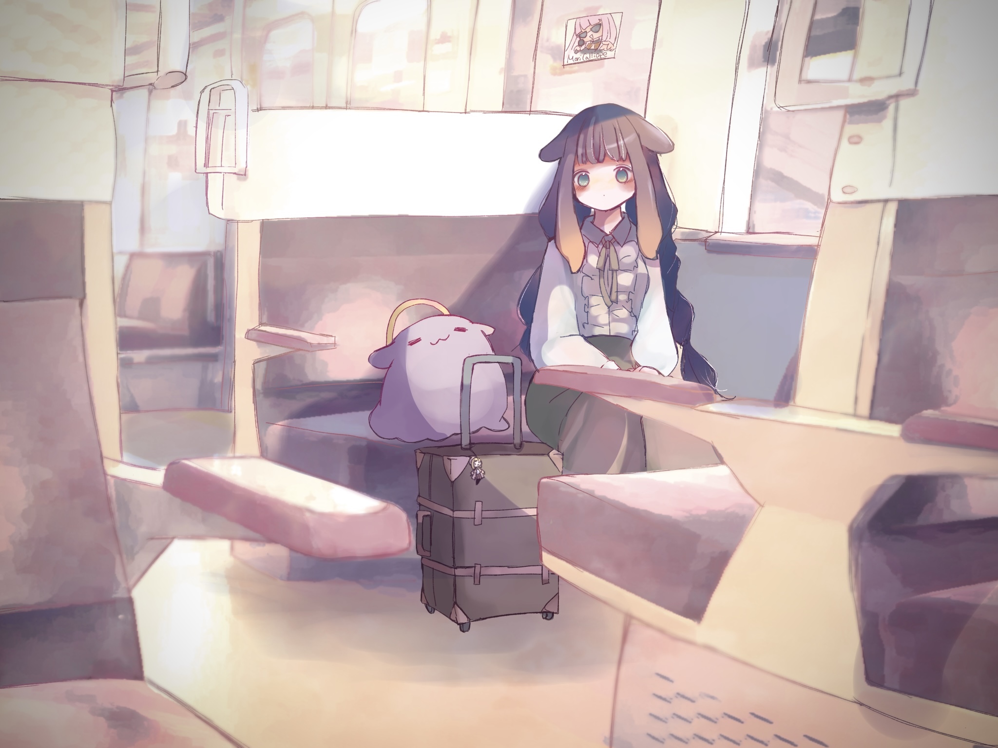 Ninomae Ina and Takodachi on a train HD Wallpaper