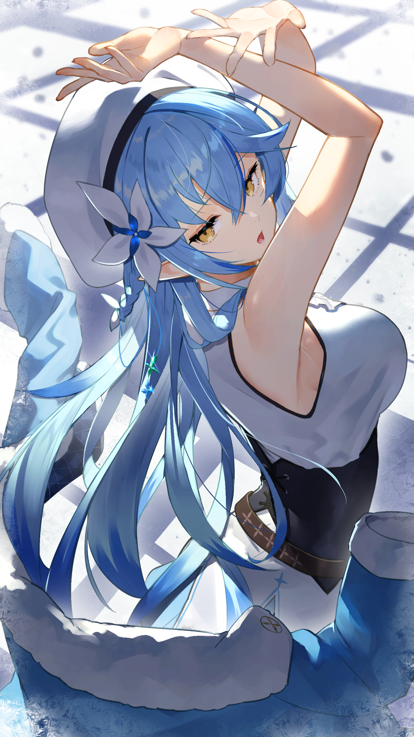 Yukihana Lamy with blue hair and yellow eyes HD Phone Wallpaper
