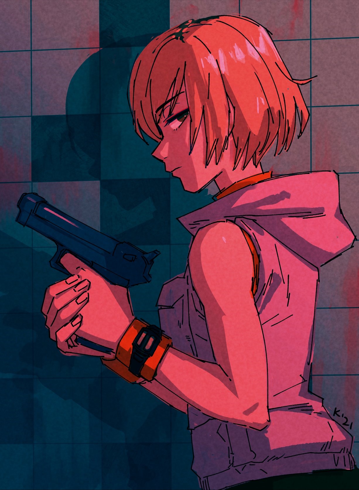 Heather Mason from Silent Hill 3 holding a gun HD Phone Wallpaper
