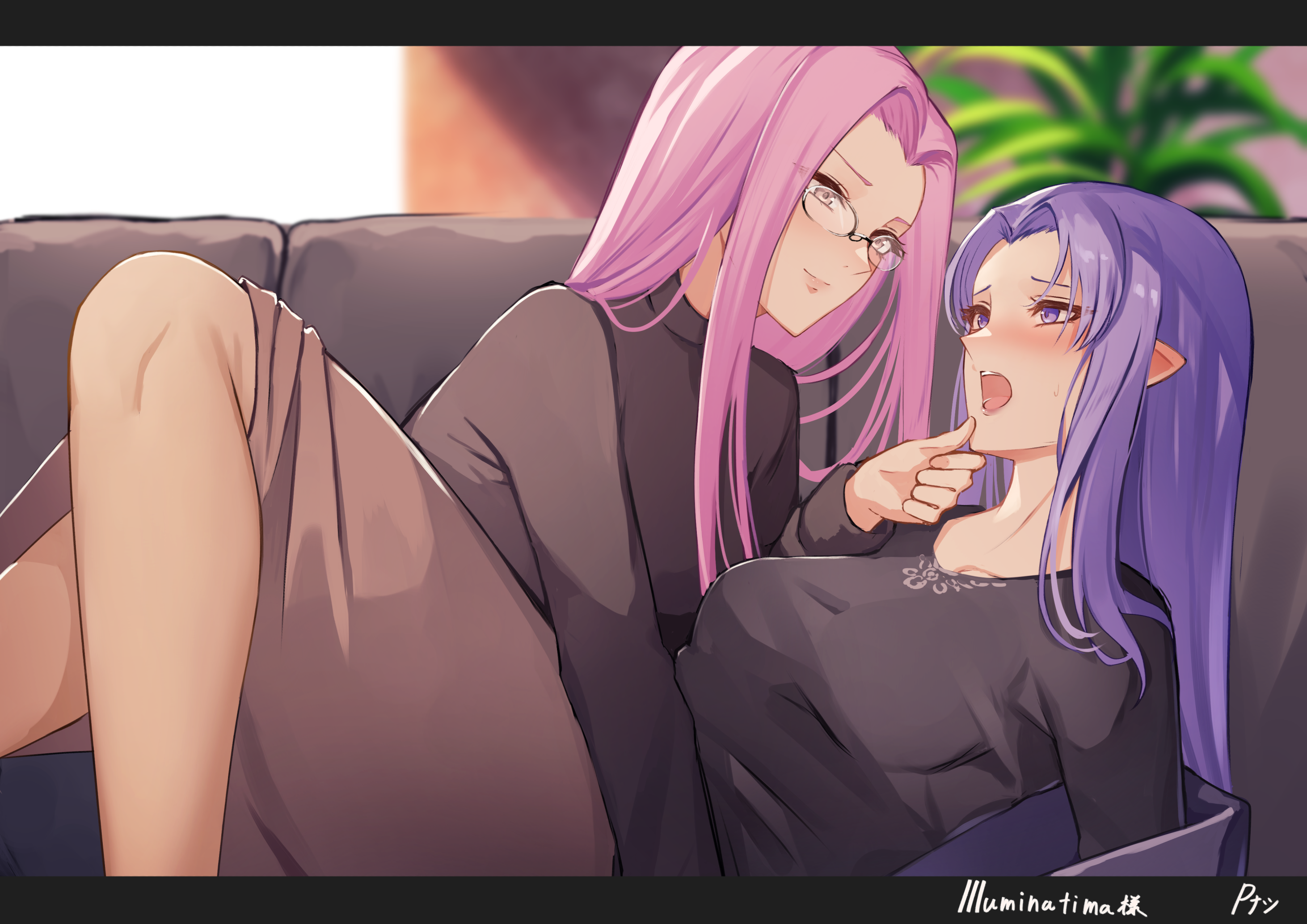 Fate series characters on a couch HD Wallpaper