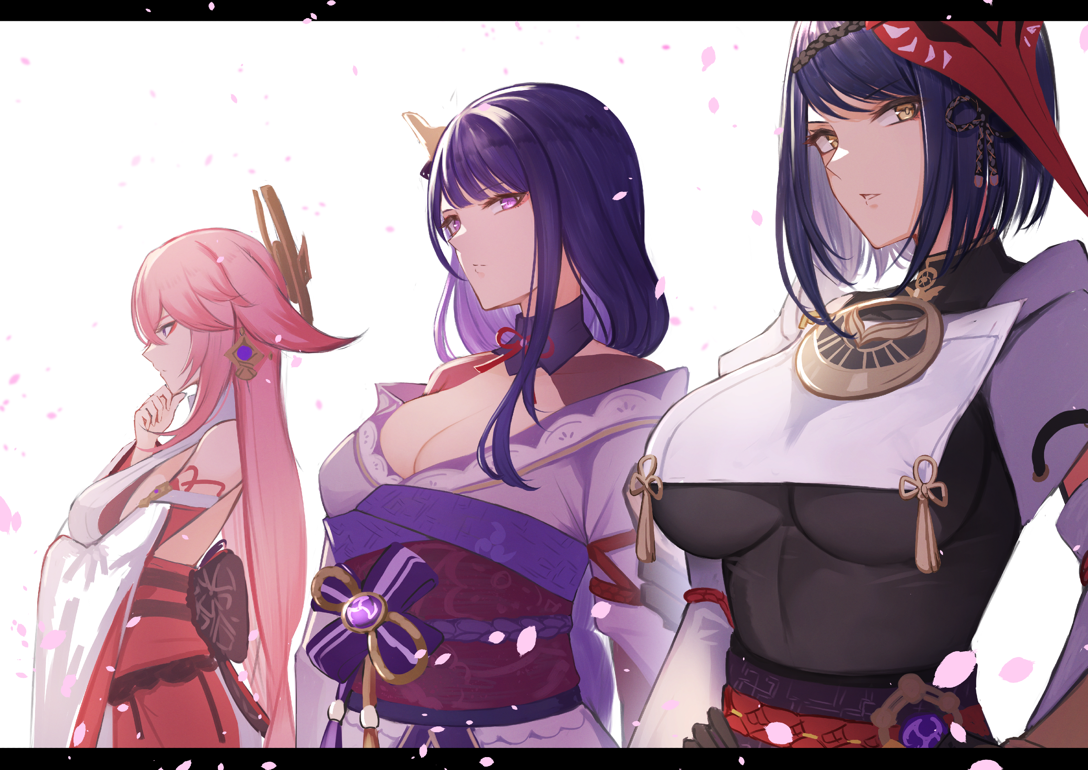 Yae Miko, Raiden Shogun, and Kujou Sara from Genshin Impact HD Wallpaper